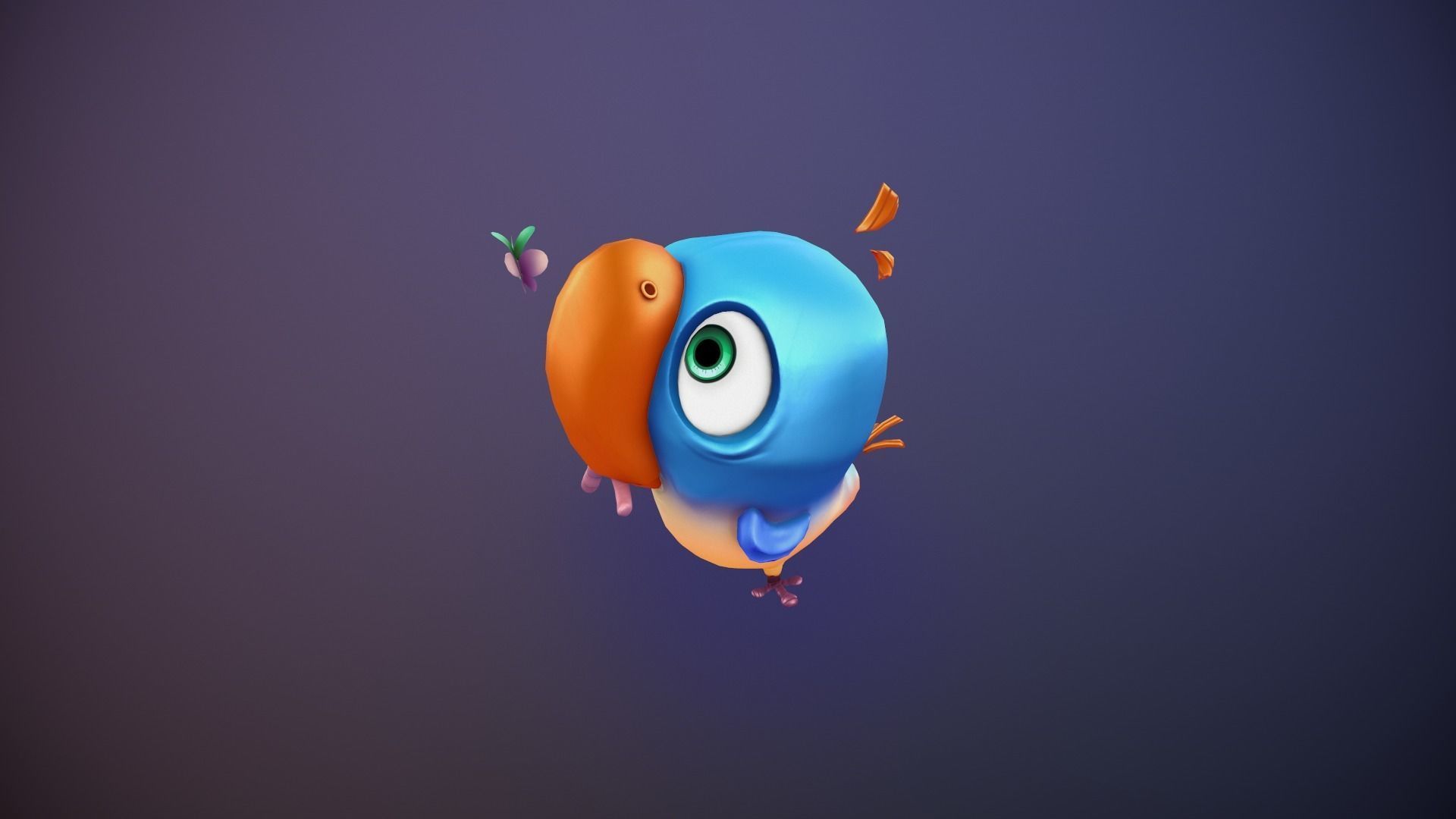 Hand painted bird Low-poly 3D model_4