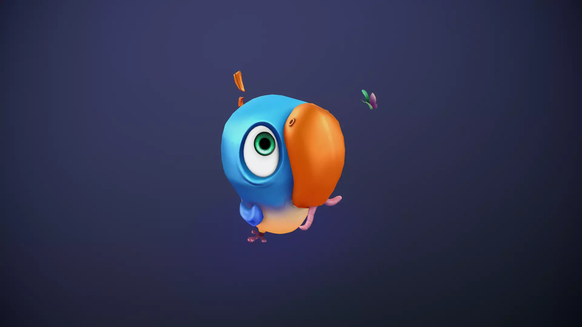 Hand painted bird Low-poly 3D model_0