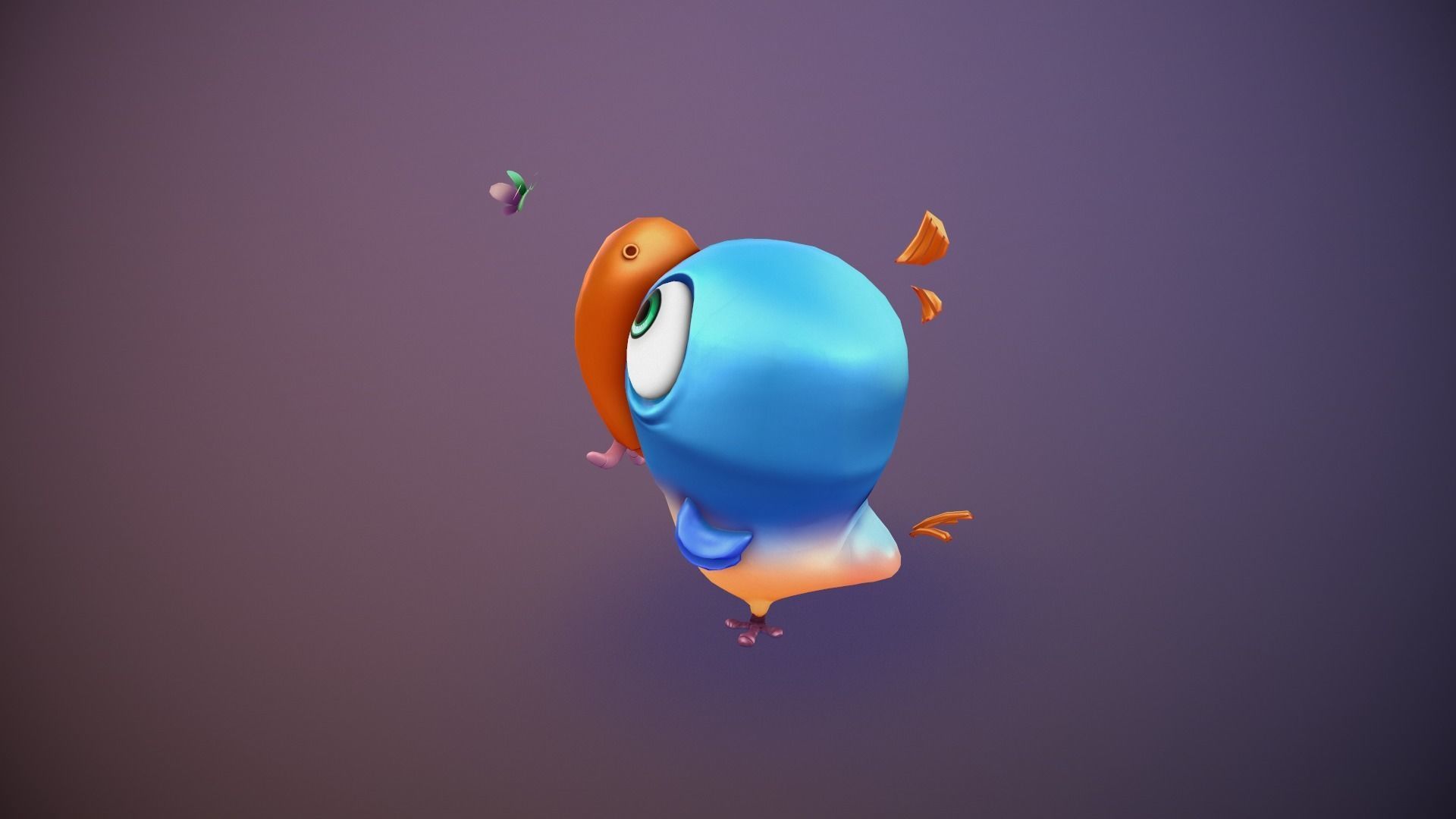 Hand painted bird Low-poly 3D model_5
