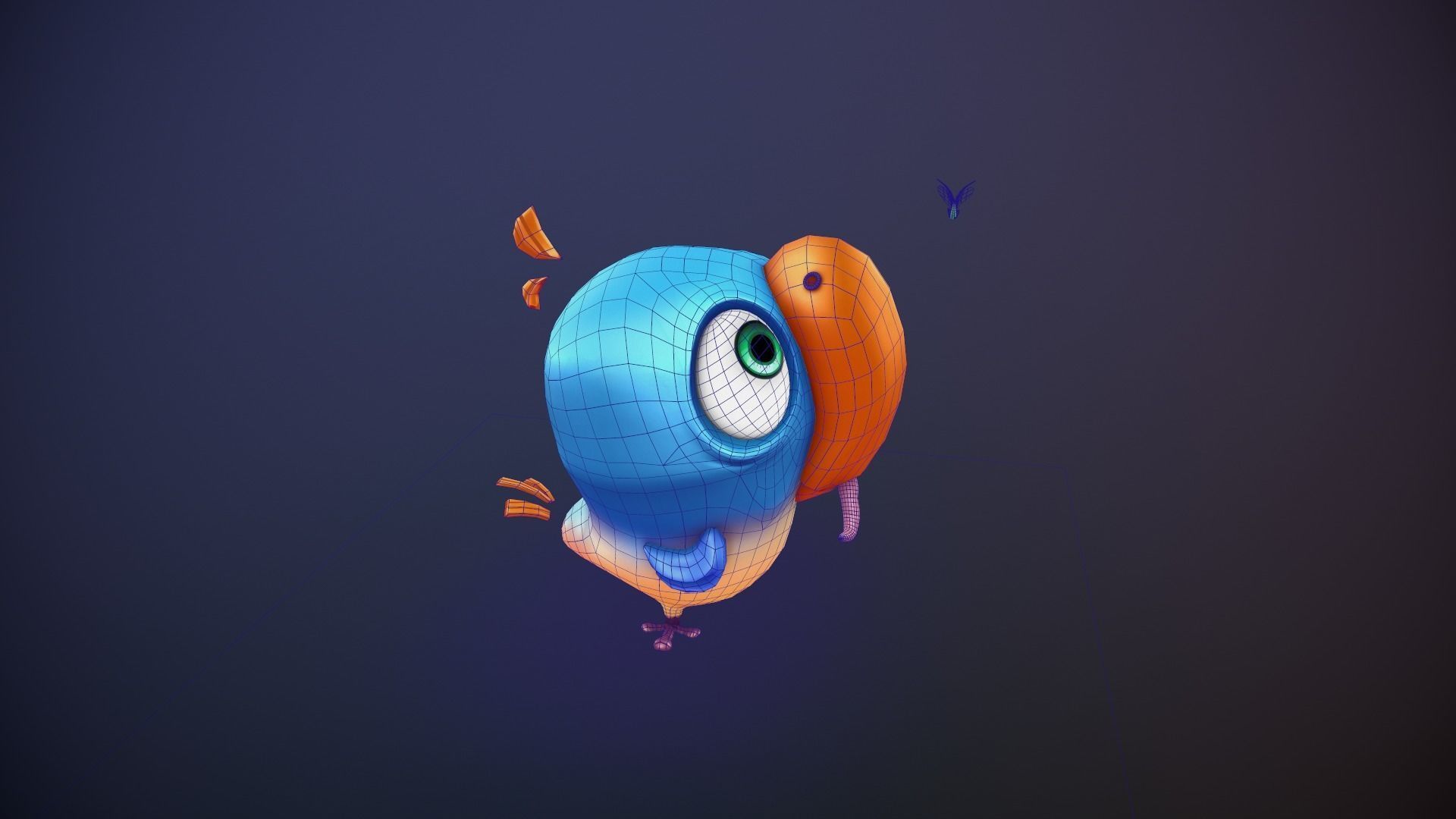 Hand painted bird Low-poly 3D model_3