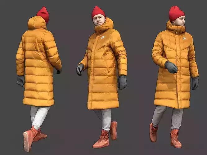 Stylized Man in yellow jacket 3D model