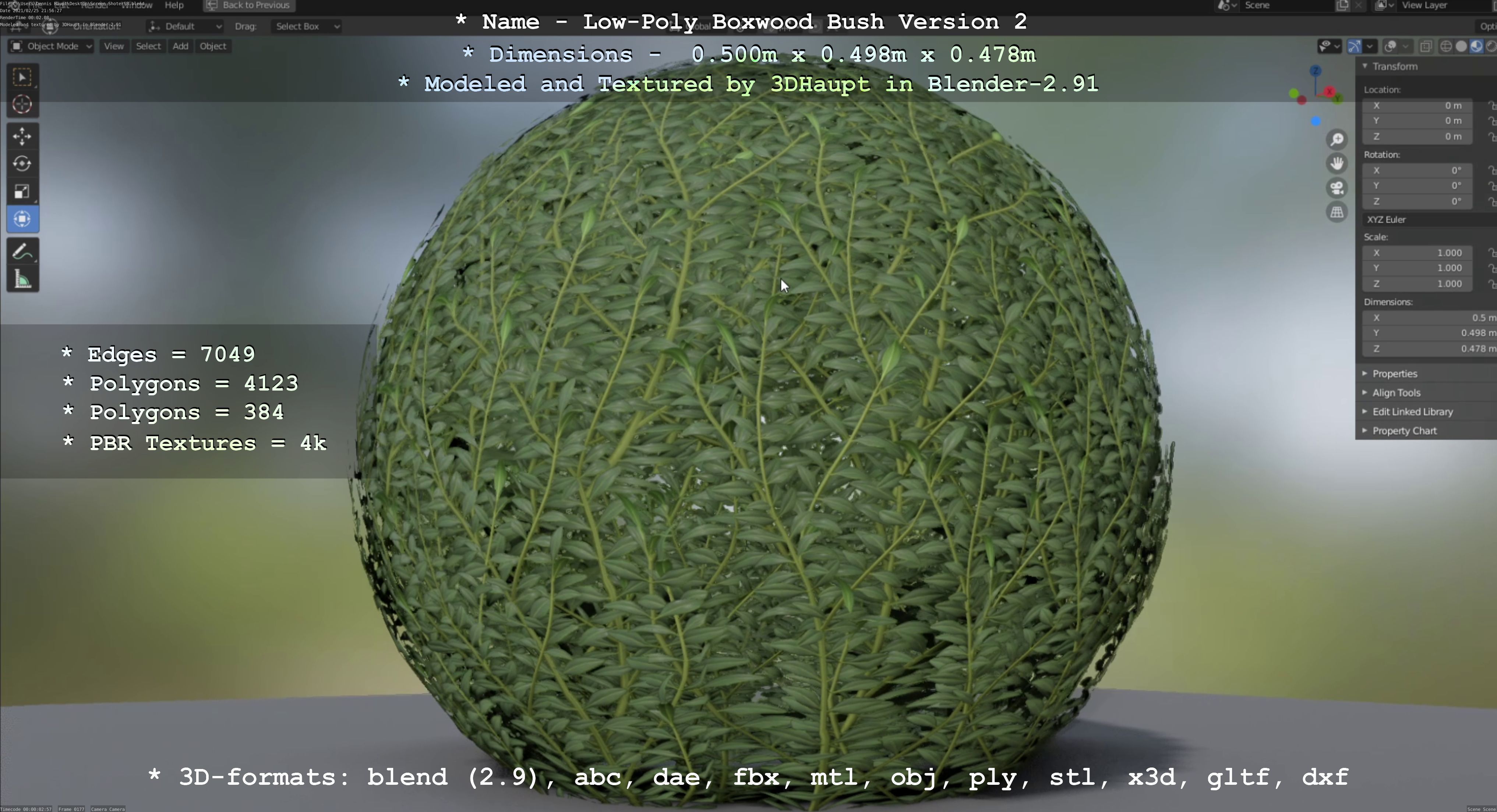 Low-Poly Boxwood Bush Version 2 Low-poly 3D model_64