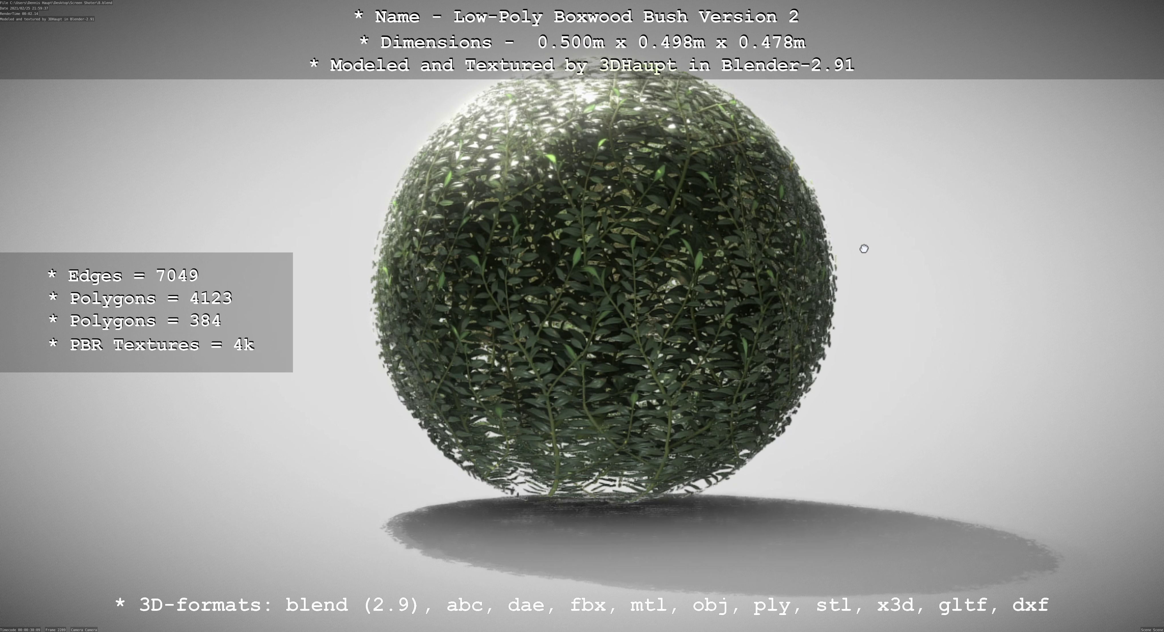 Low-Poly Boxwood Bush Version 2 Low-poly 3D model_115