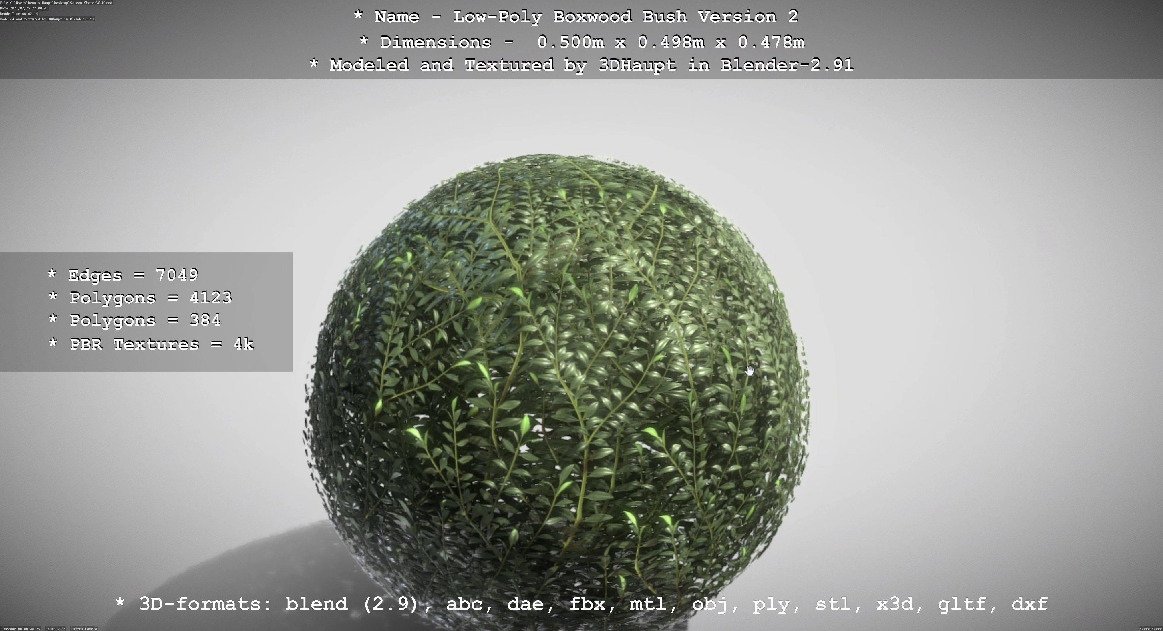Low-Poly Boxwood Bush Version 2 Low-poly 3D model_32