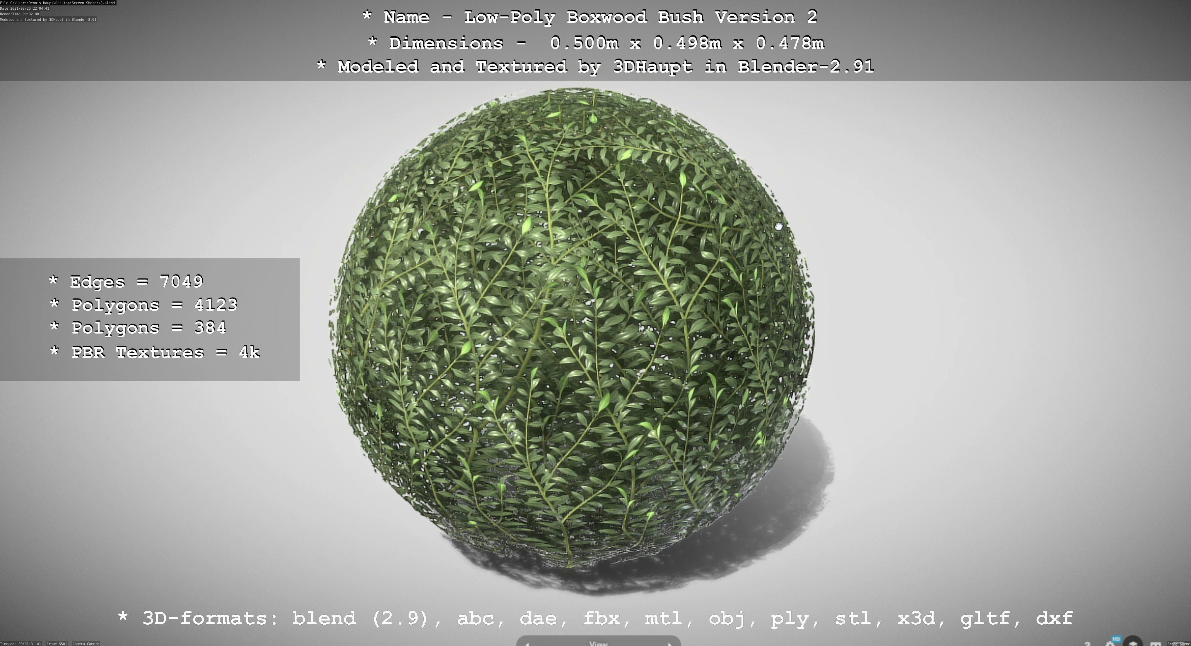 Low-Poly Boxwood Bush Version 2 Low-poly 3D model_37