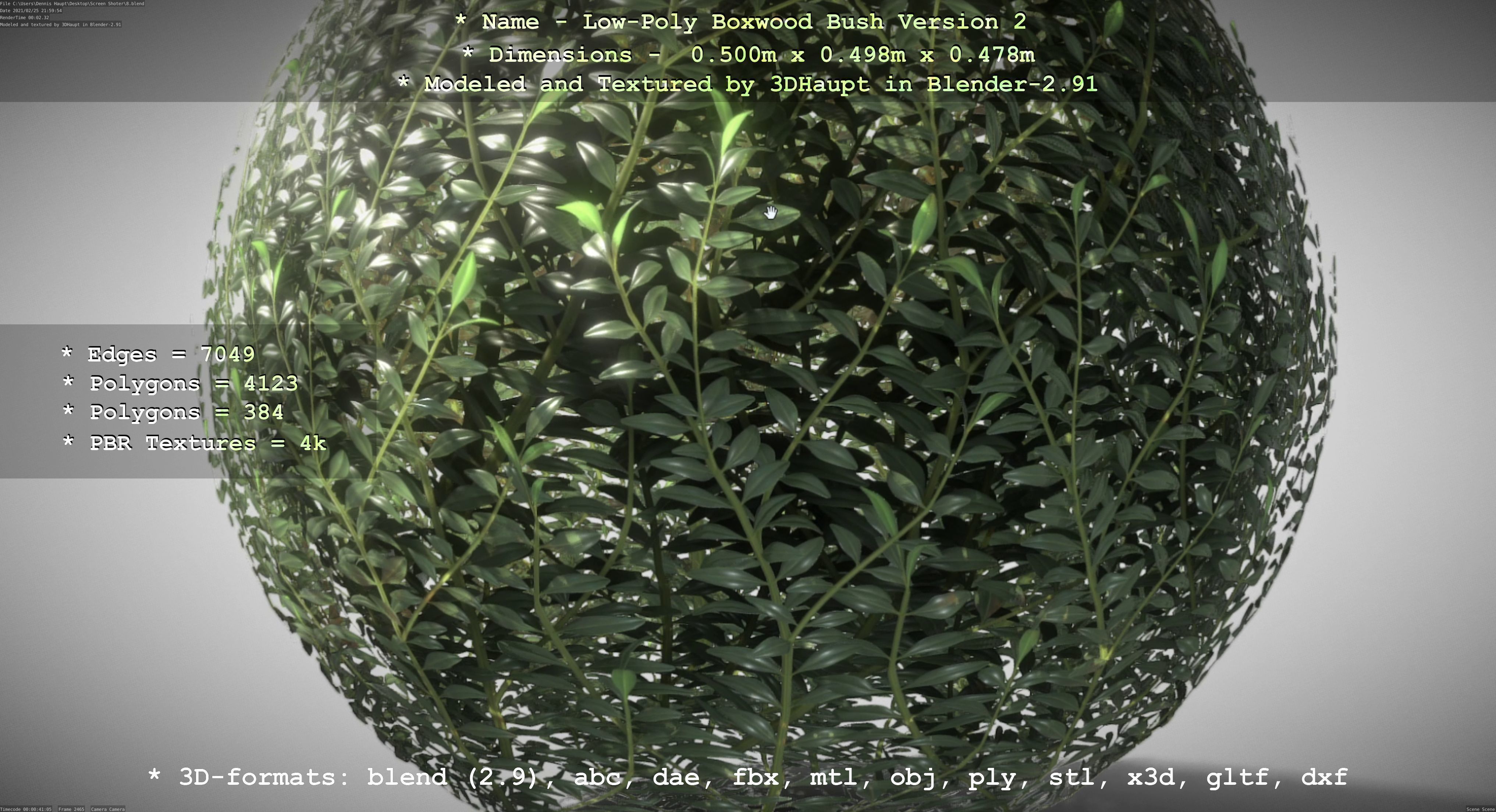 Low-Poly Boxwood Bush Version 2 Low-poly 3D model_118