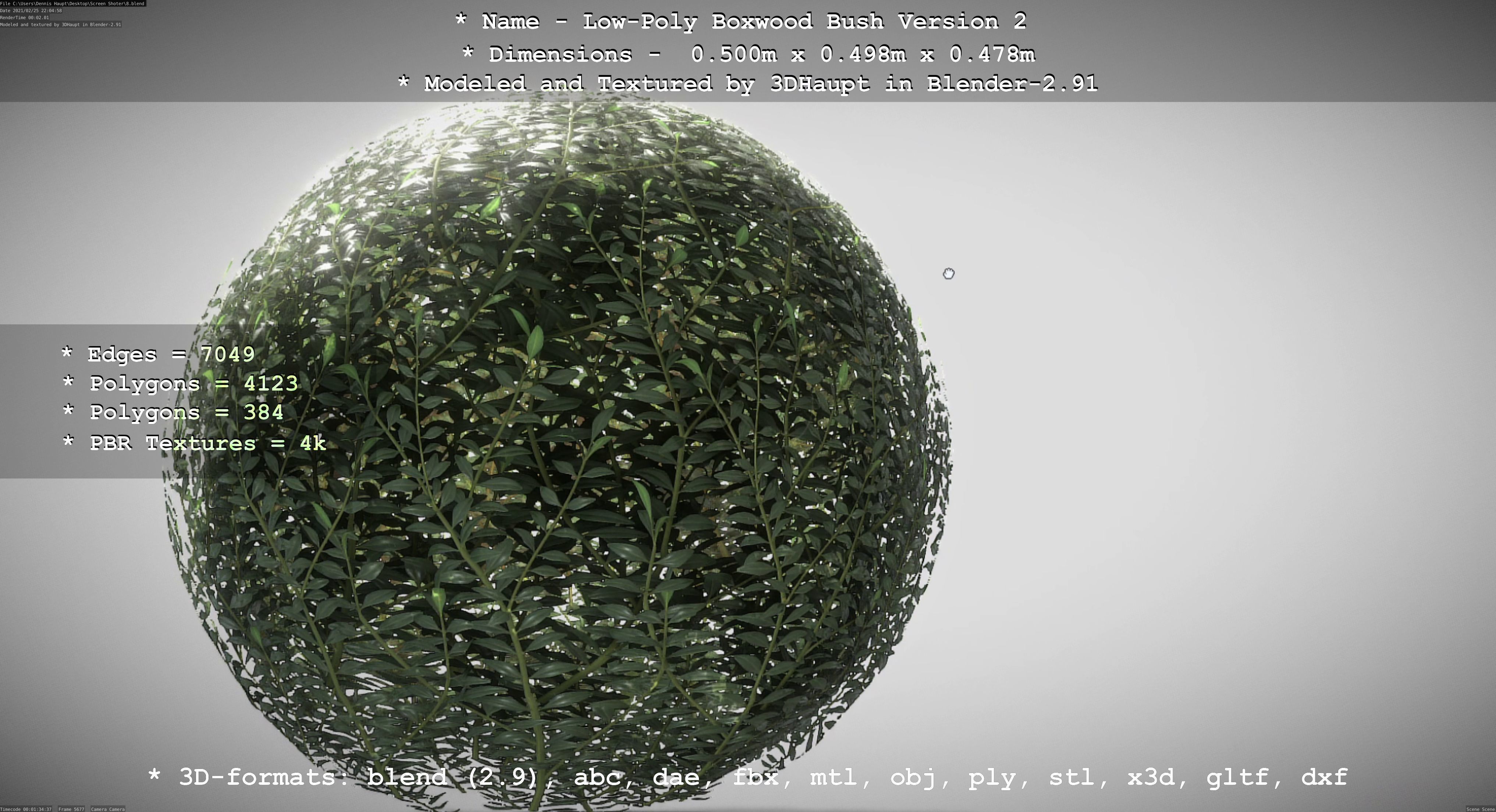 Low-Poly Boxwood Bush Version 2 Low-poly 3D model_41