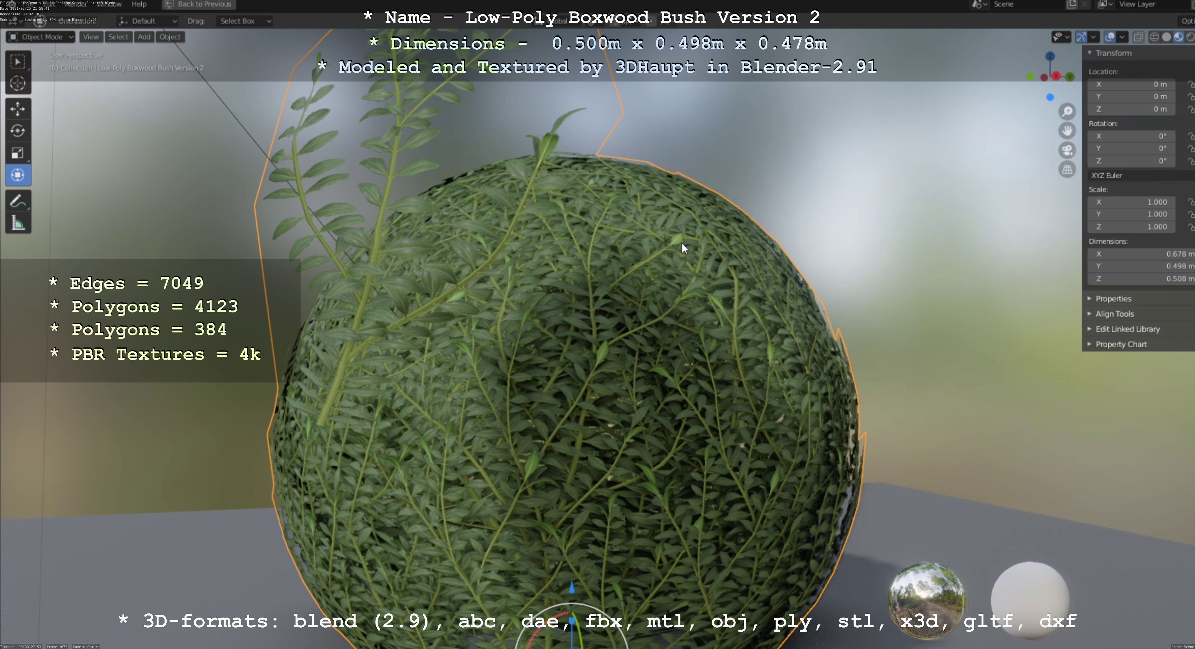 Low-Poly Boxwood Bush Version 2 Low-poly 3D model_100