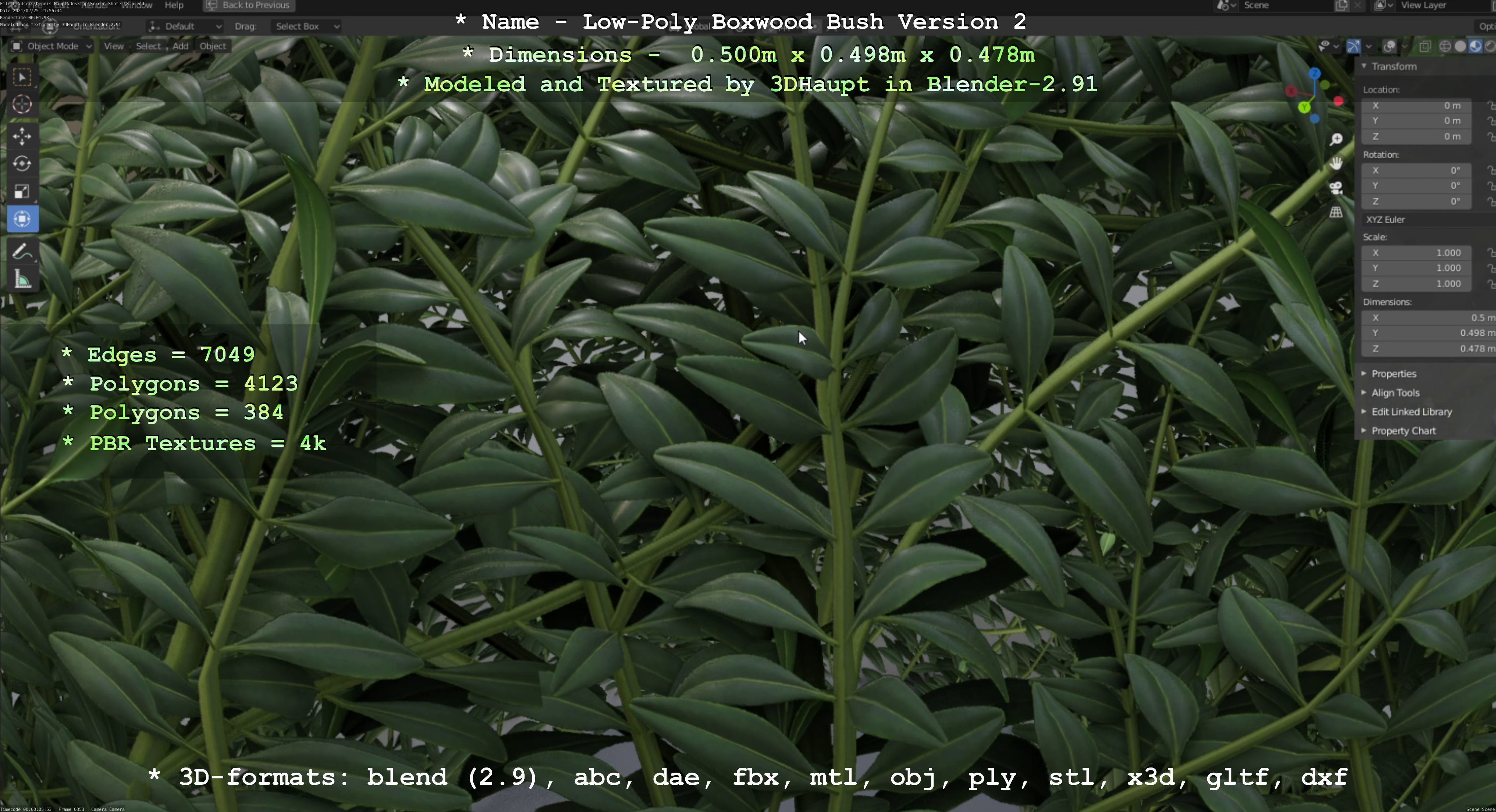 Low-Poly Boxwood Bush Version 2 Low-poly 3D model_68