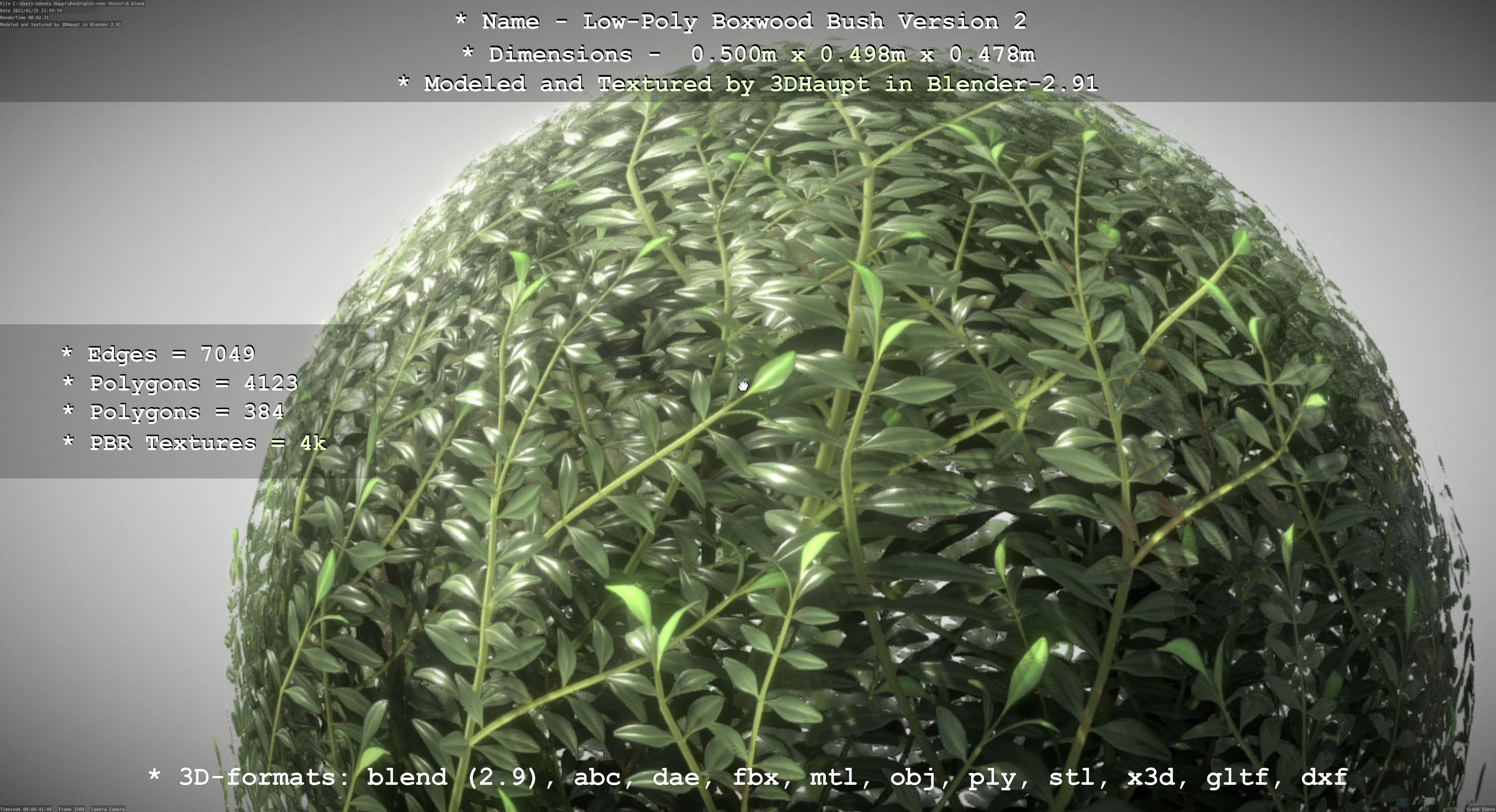 Low-Poly Boxwood Bush Version 2 Low-poly 3D model_119