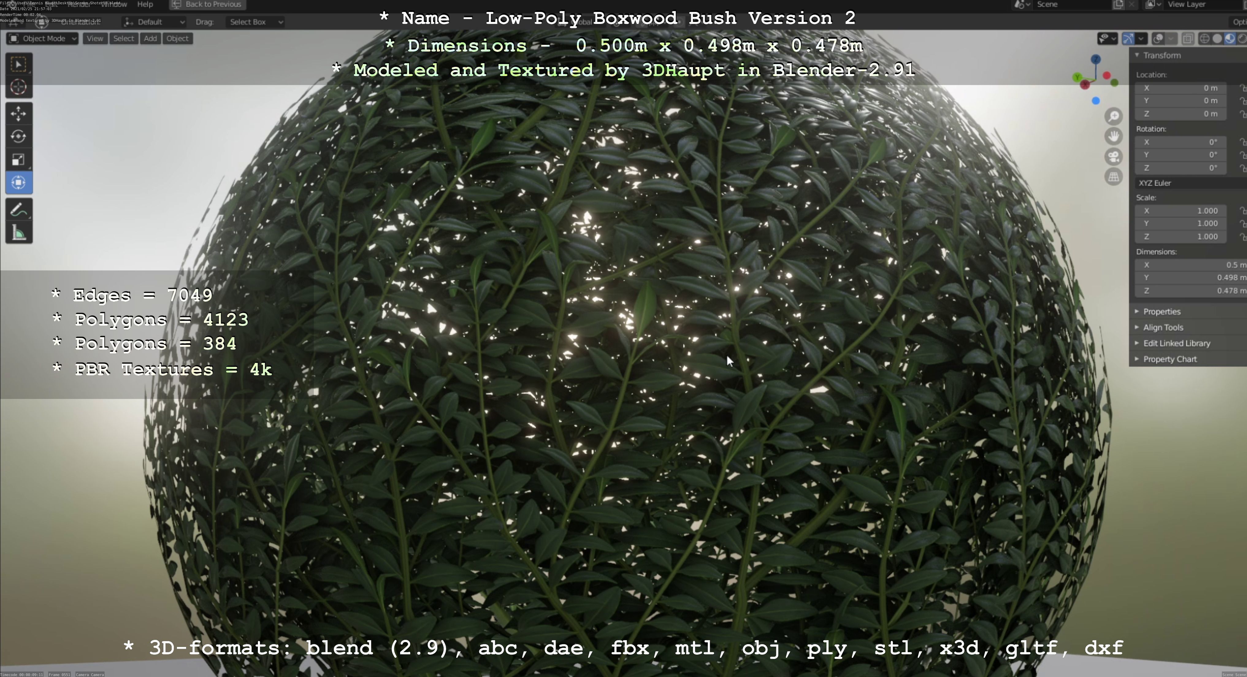 Low-Poly Boxwood Bush Version 2 Low-poly 3D model_24