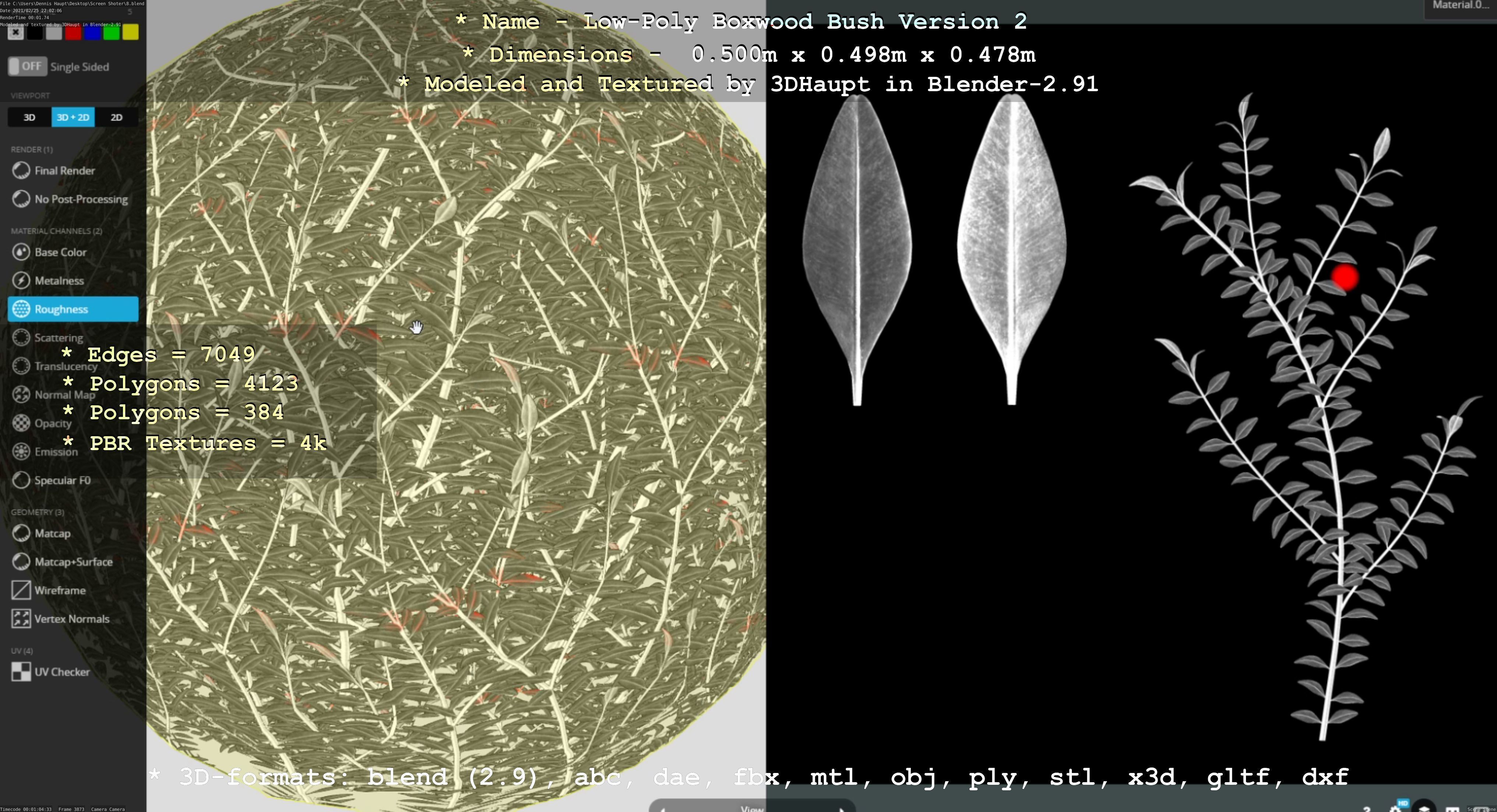 Low-Poly Boxwood Bush Version 2 Low-poly 3D model_17
