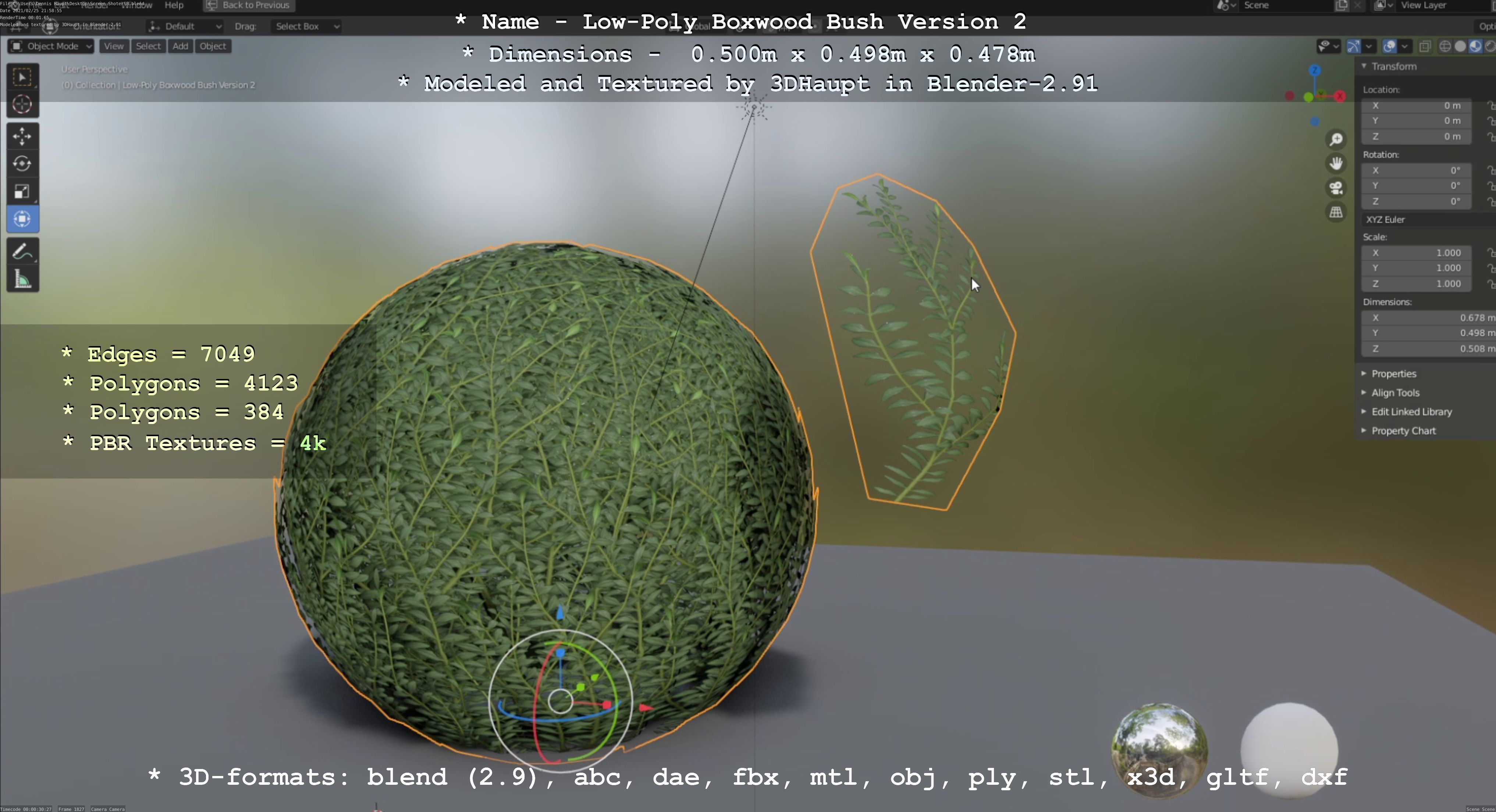 Low-Poly Boxwood Bush Version 2 Low-poly 3D model_104