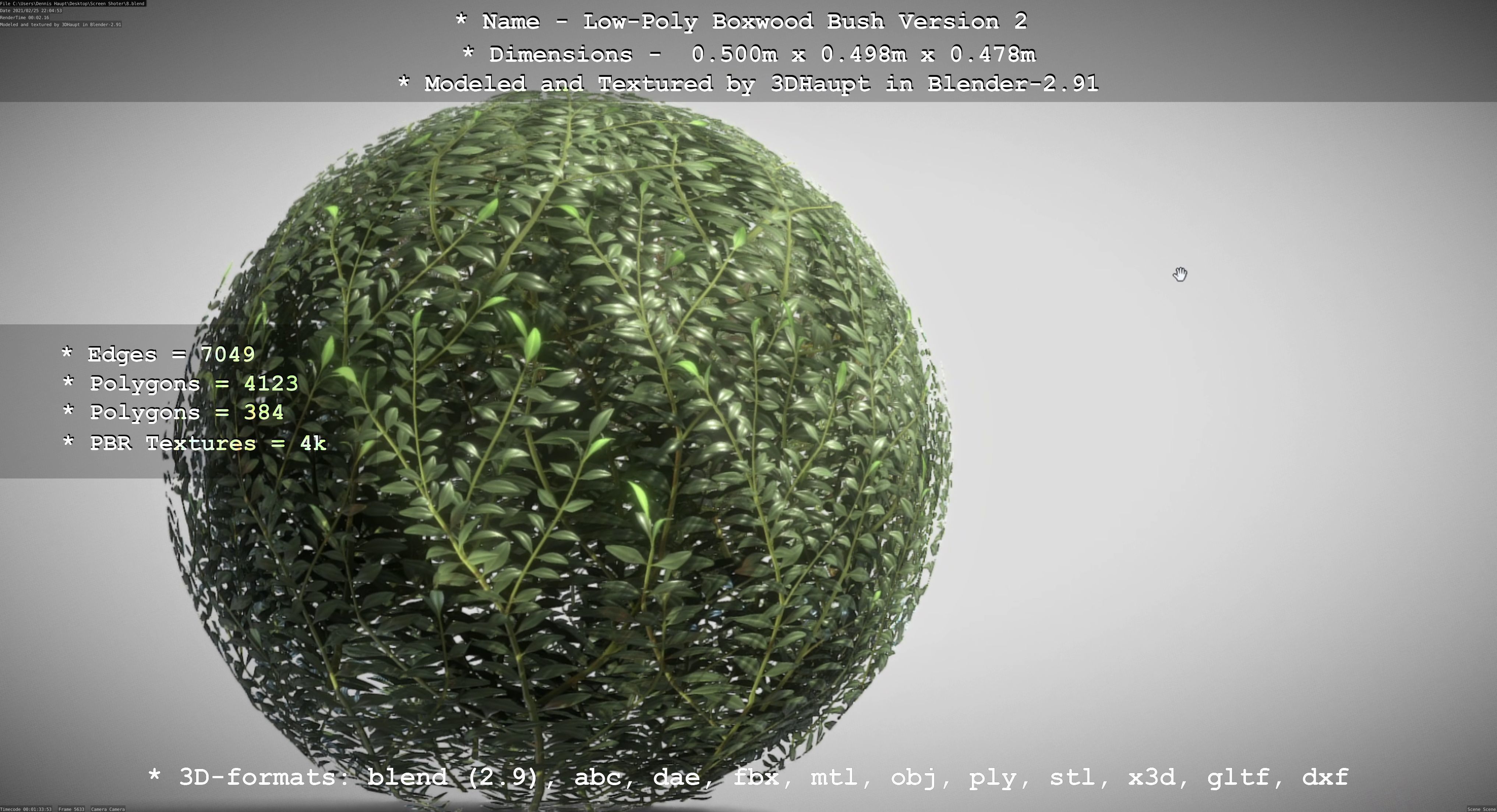 Low-Poly Boxwood Bush Version 2 Low-poly 3D model_40