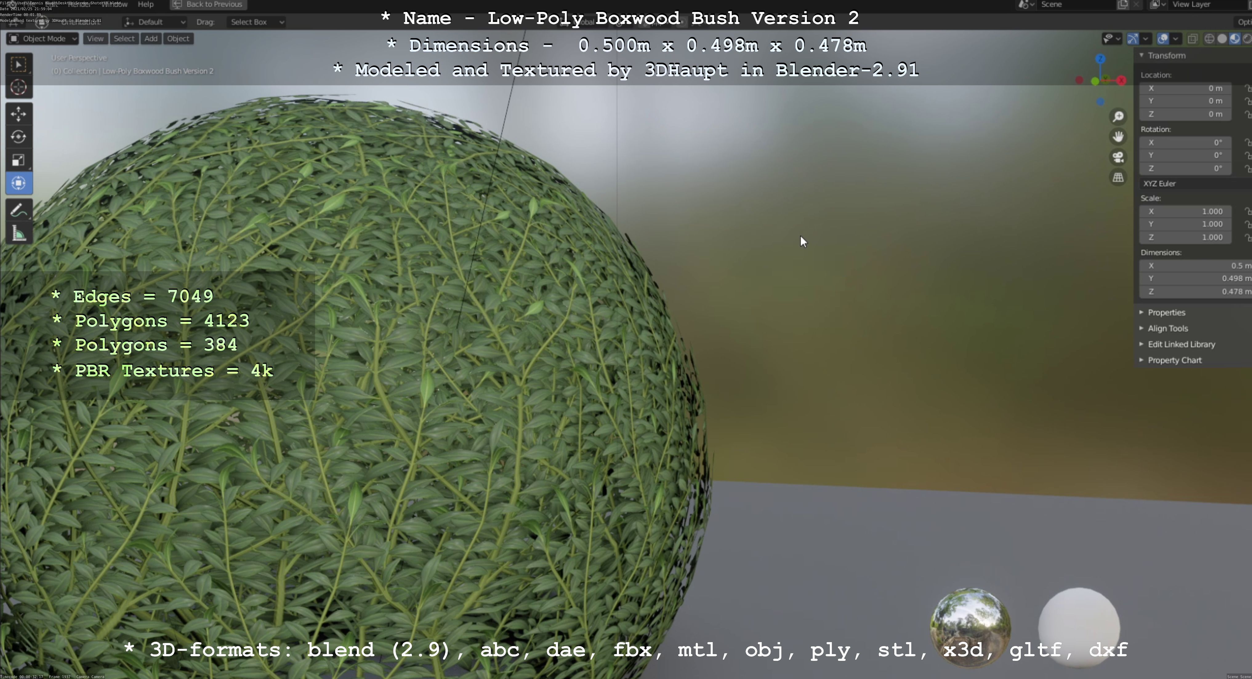 Low-Poly Boxwood Bush Version 2 Low-poly 3D model_106