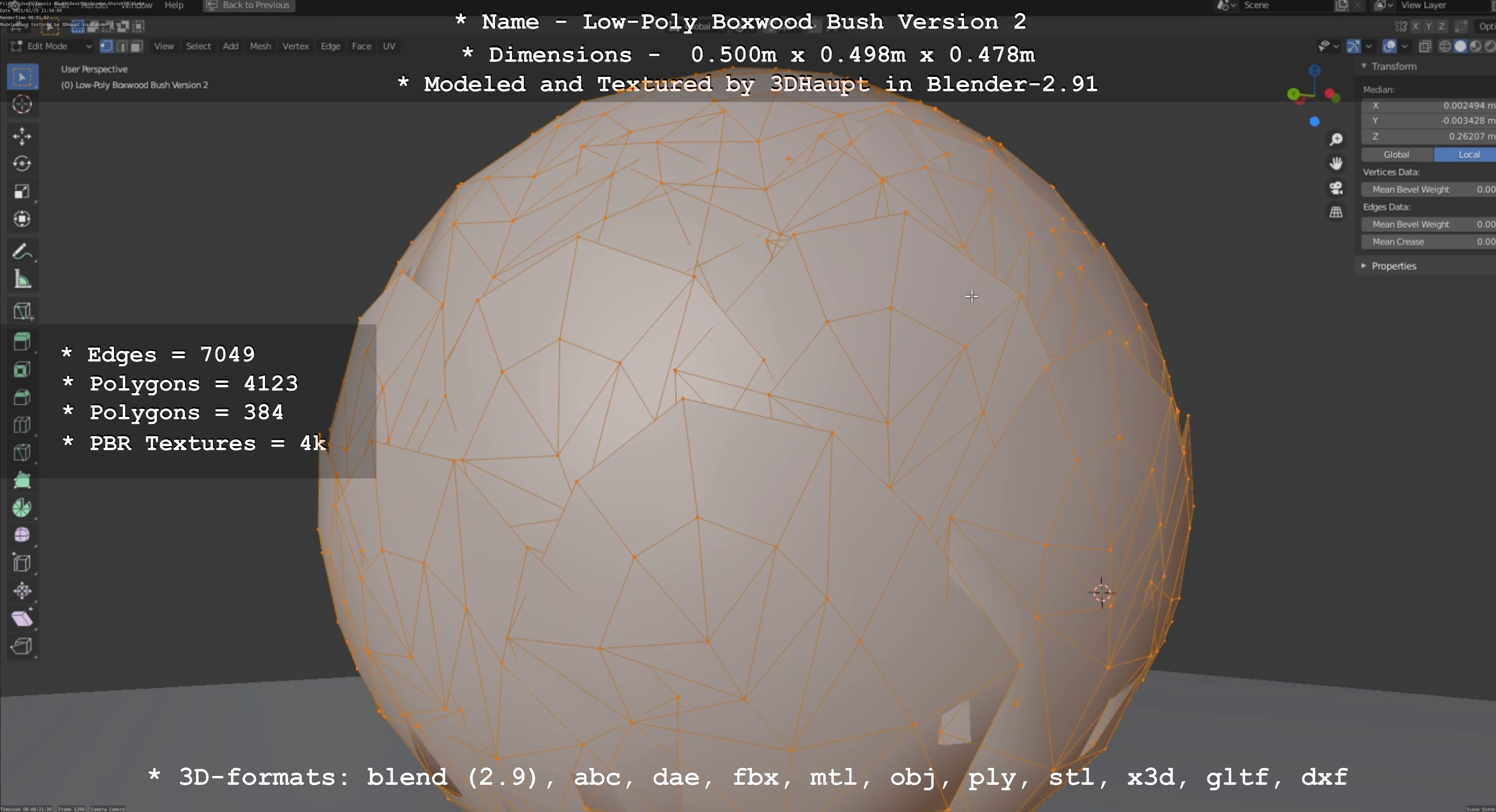 Low-Poly Boxwood Bush Version 2 Low-poly 3D model_30