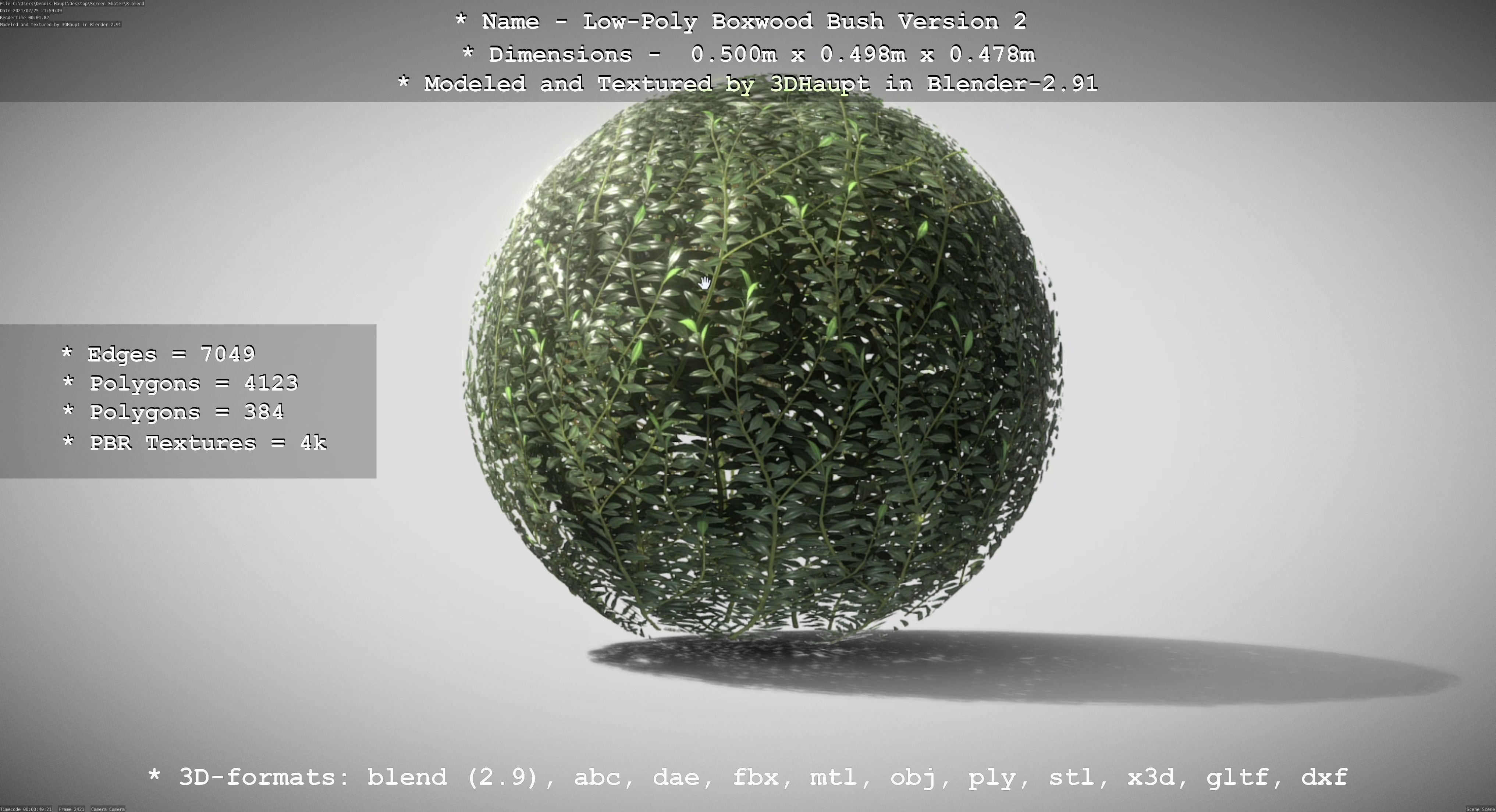 Low-Poly Boxwood Bush Version 2 Low-poly 3D model_117