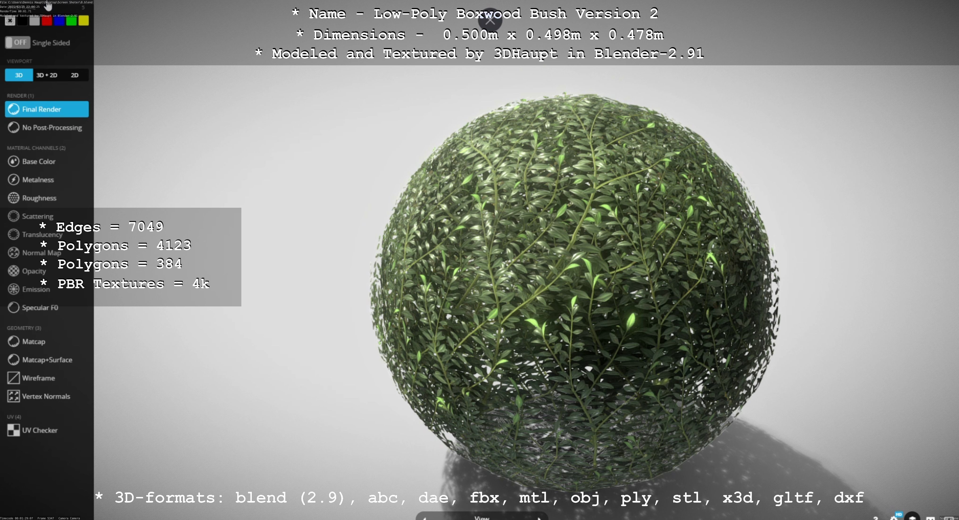 Low-Poly Boxwood Bush Version 2 Low-poly 3D model_33