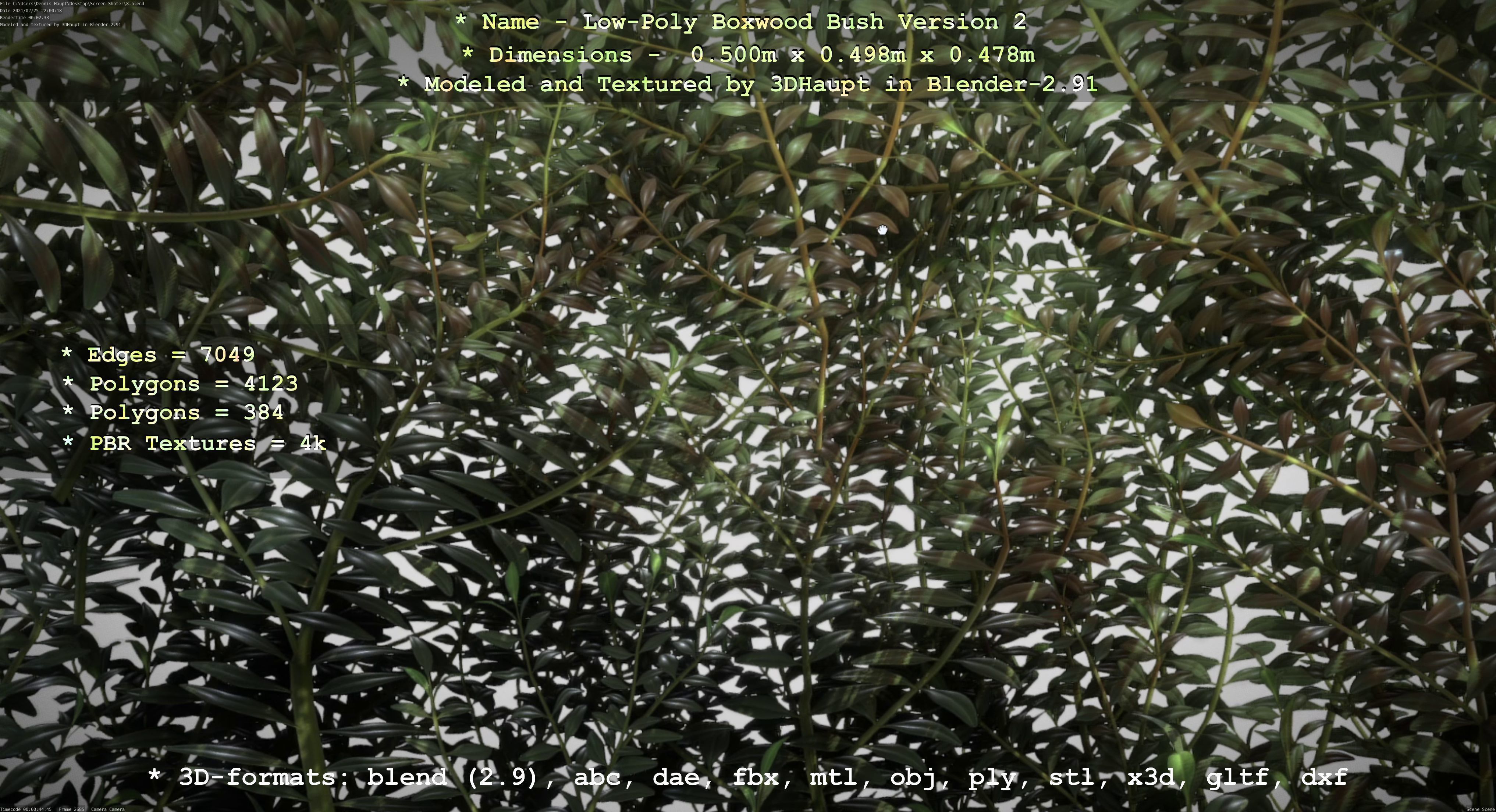 Low-Poly Boxwood Bush Version 2 Low-poly 3D model_122