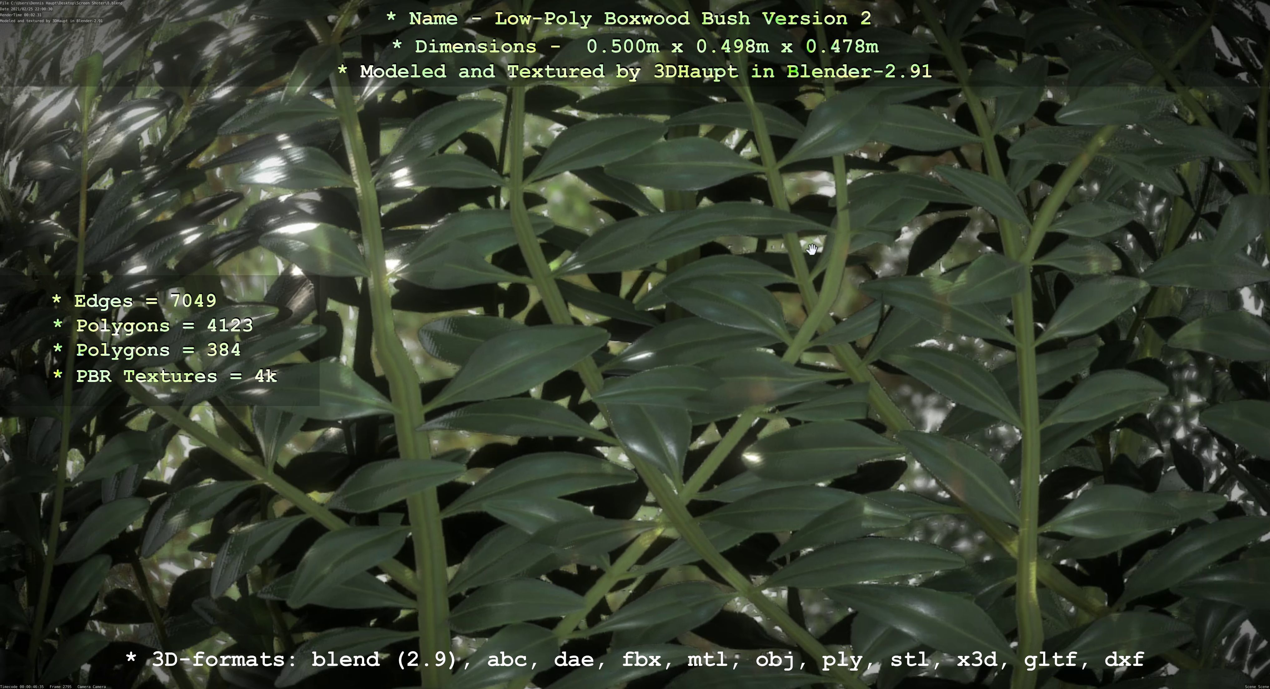 Low-Poly Boxwood Bush Version 2 Low-poly 3D model_125