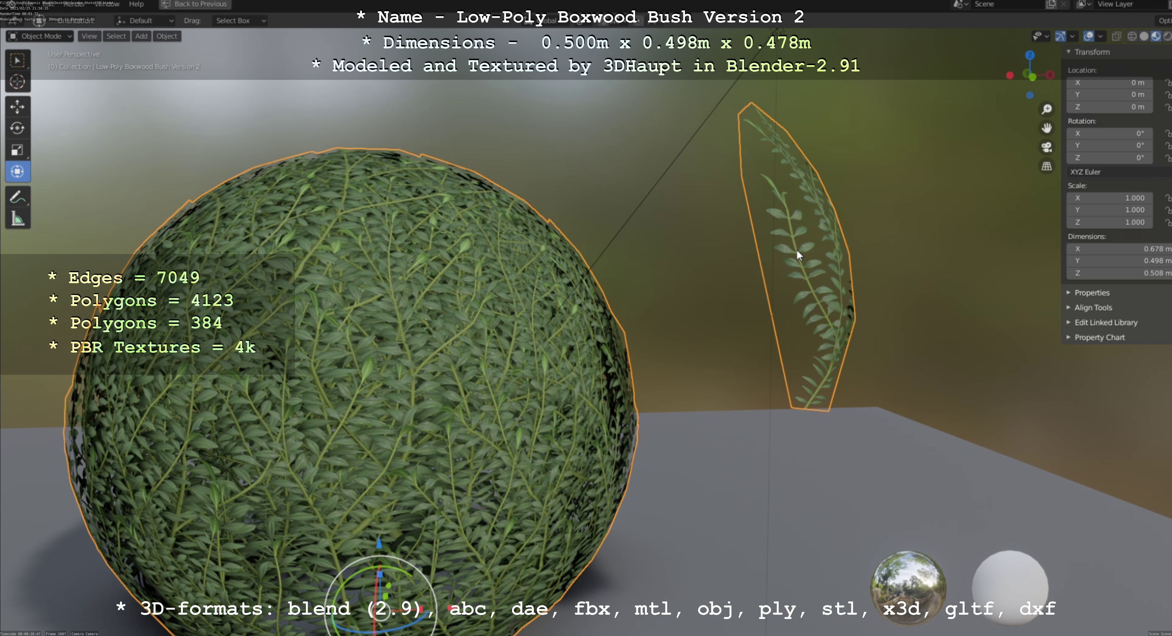 Low-Poly Boxwood Bush Version 2 Low-poly 3D model_97