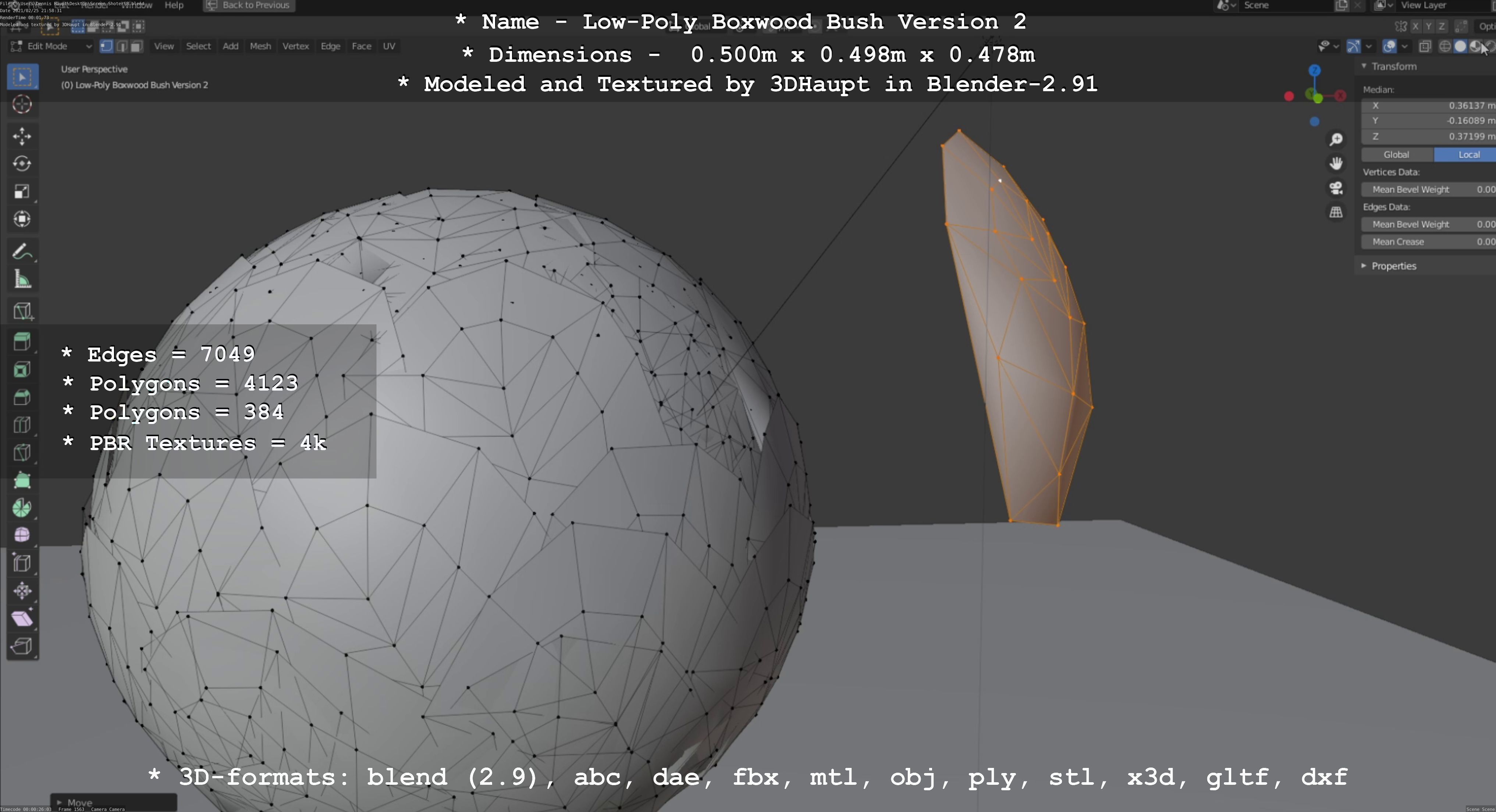 Low-Poly Boxwood Bush Version 2 Low-poly 3D model_96