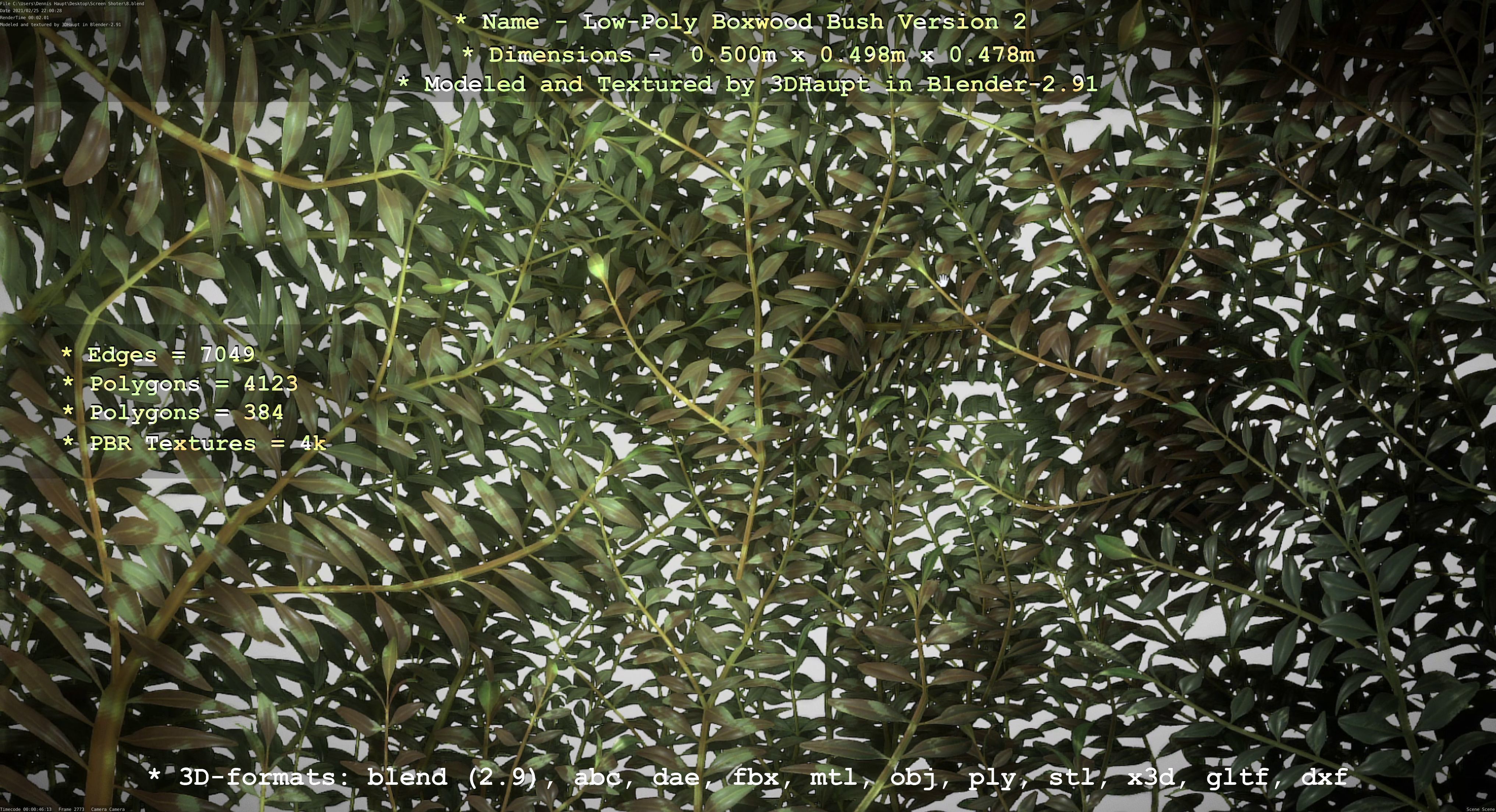 Low-Poly Boxwood Bush Version 2 Low-poly 3D model_124