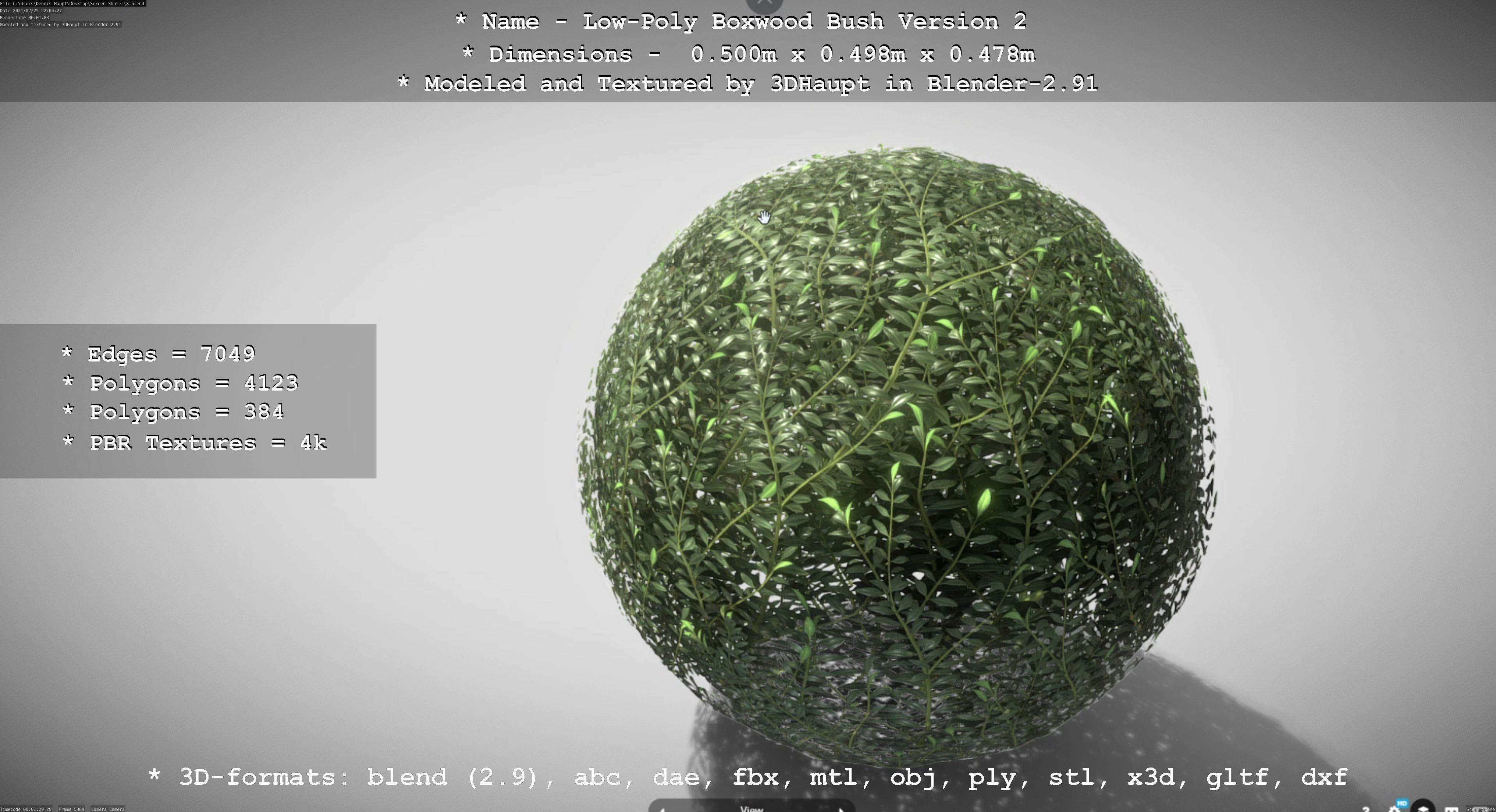 Low-Poly Boxwood Bush Version 2 Low-poly 3D model_34