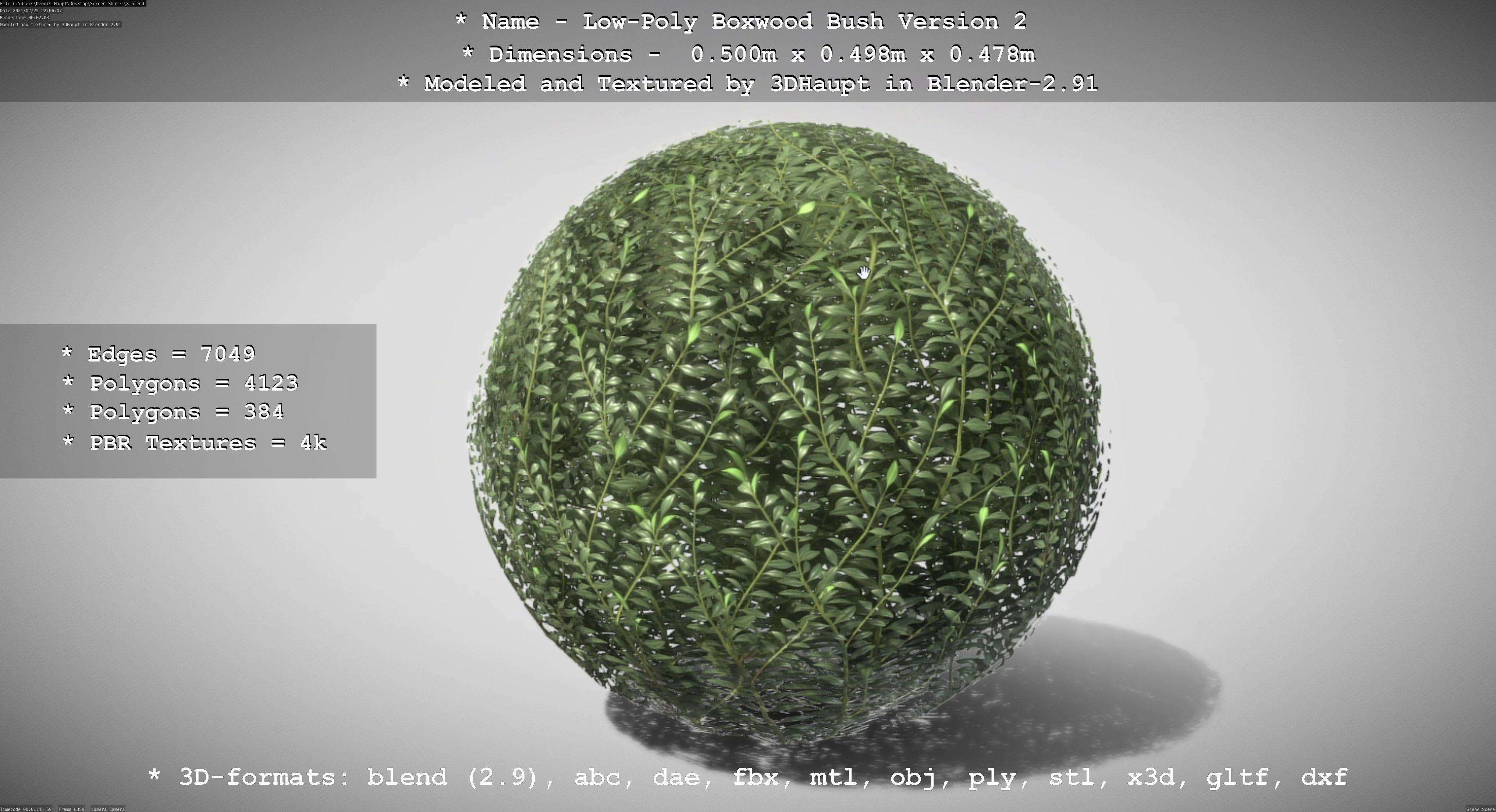 Low-Poly Boxwood Bush Version 2 Low-poly 3D model_60