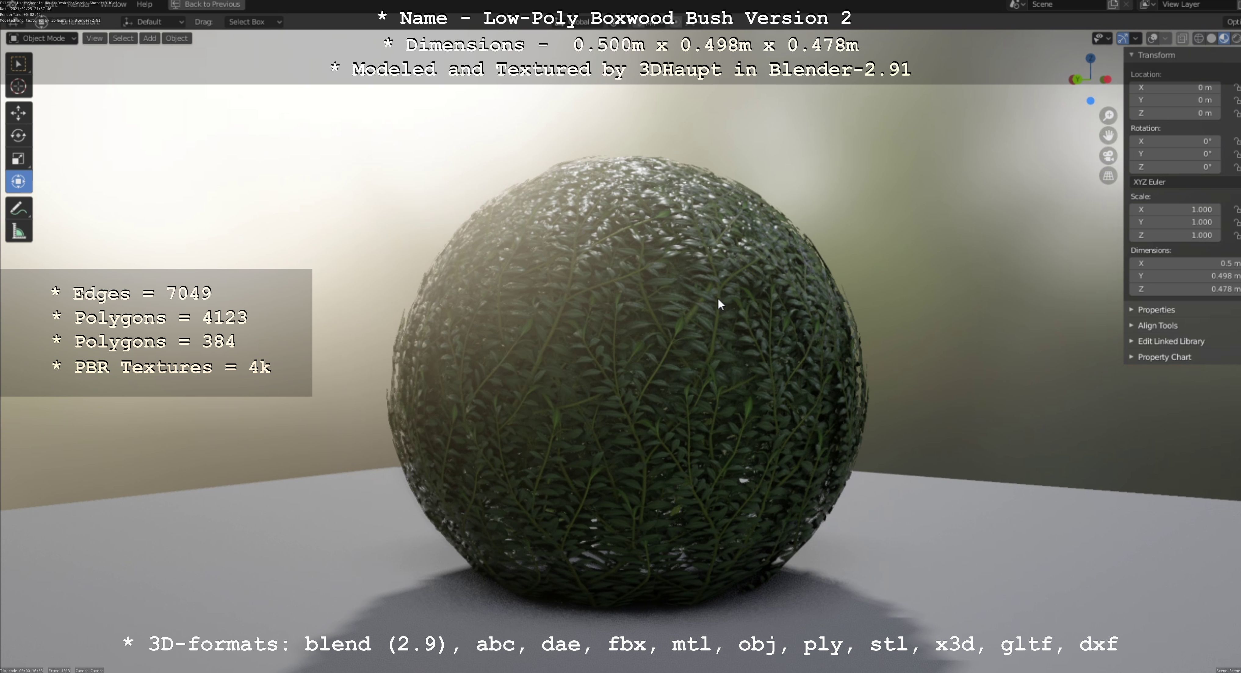 Low-Poly Boxwood Bush Version 2 Low-poly 3D model_82