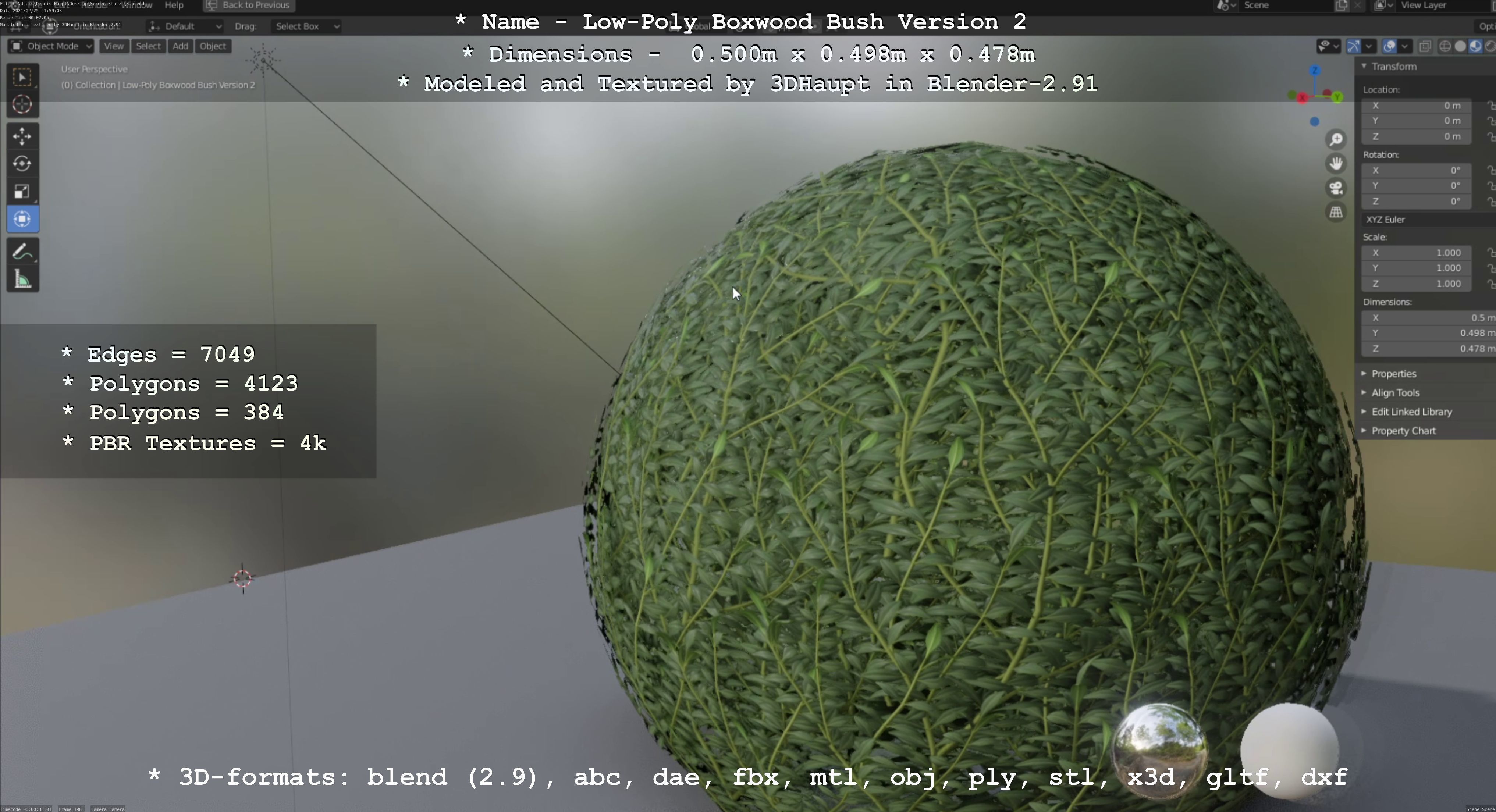 Low-Poly Boxwood Bush Version 2 Low-poly 3D model_9