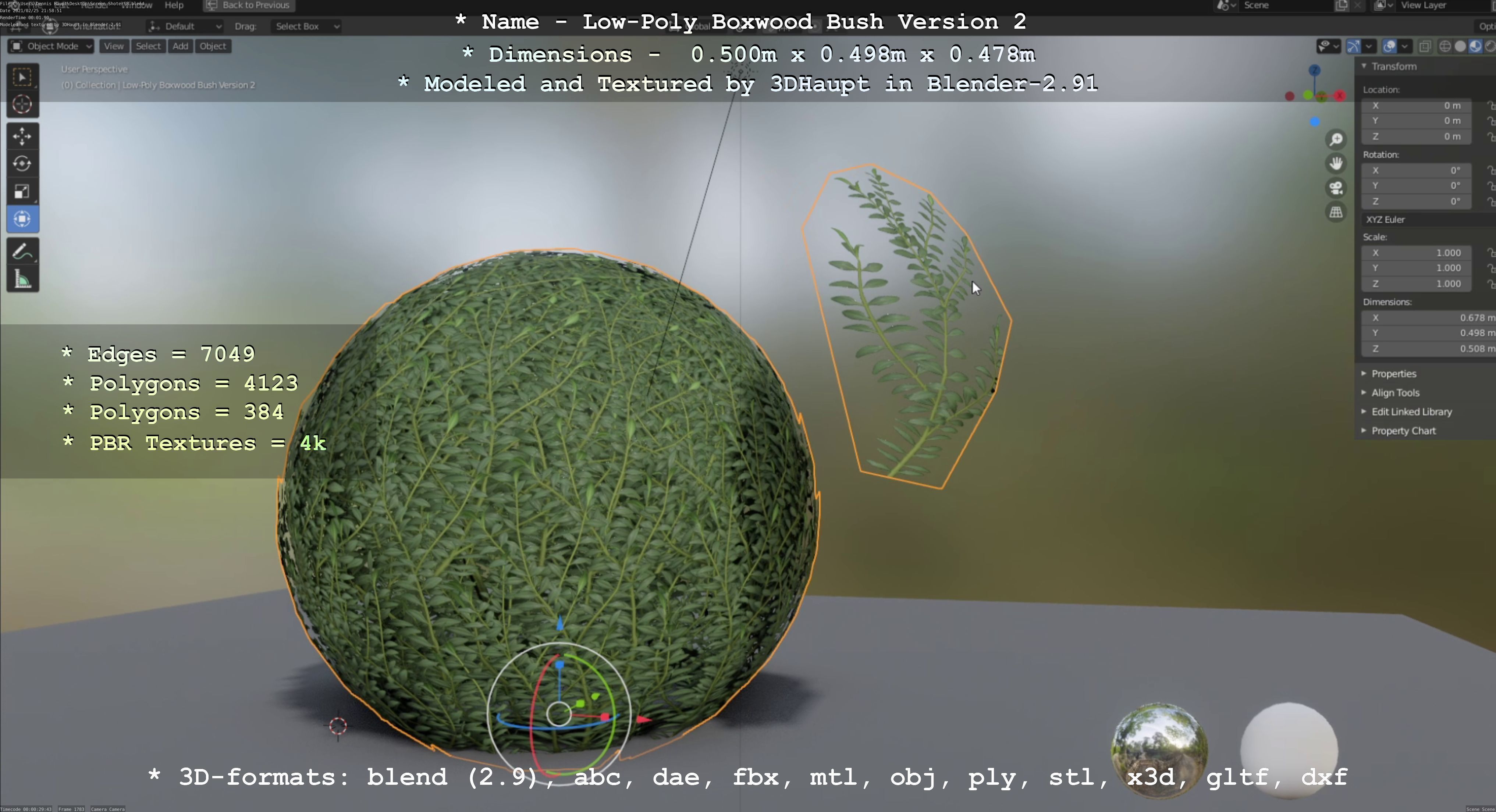 Low-Poly Boxwood Bush Version 2 Low-poly 3D model_103