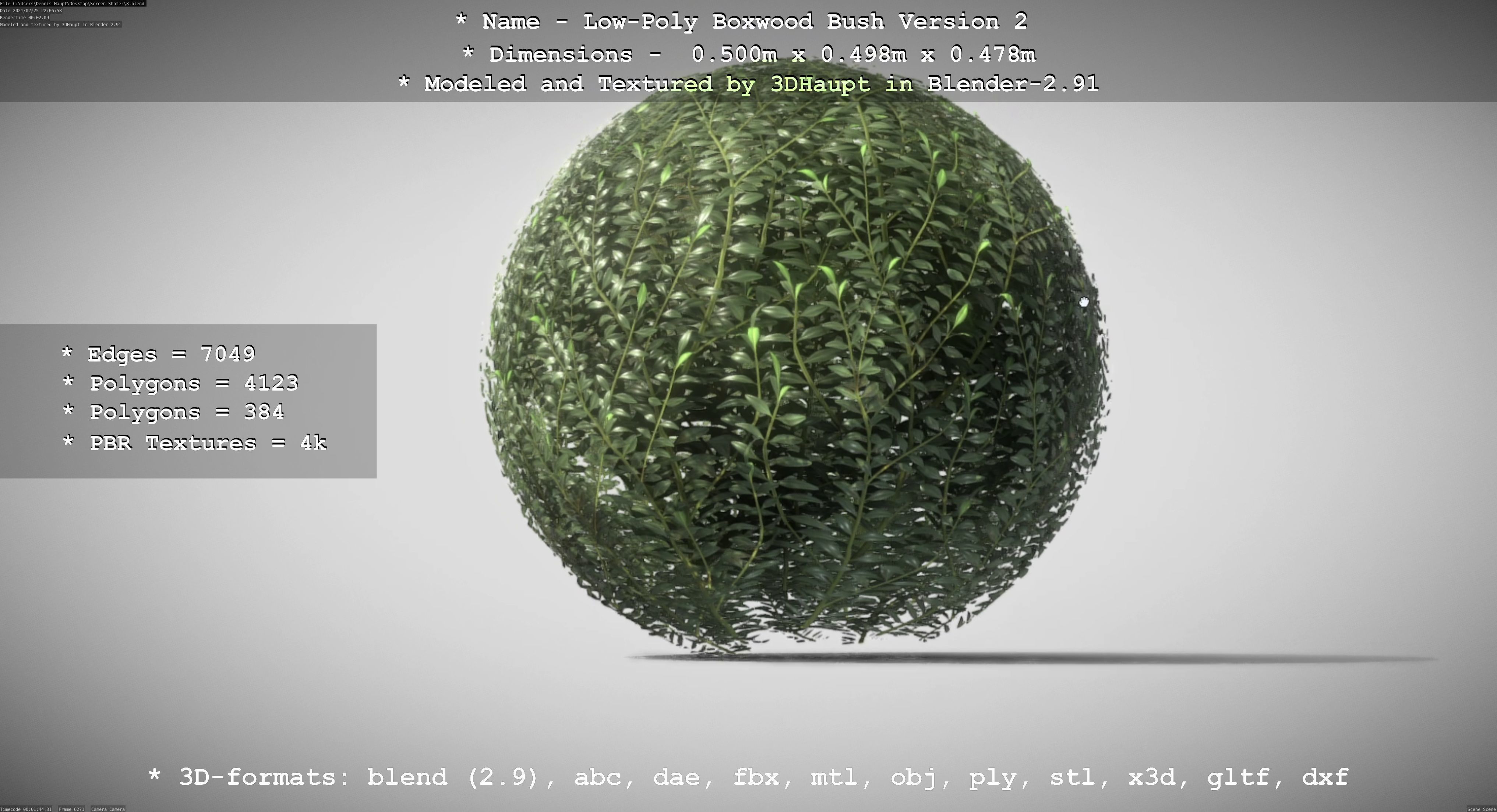 Low-Poly Boxwood Bush Version 2 Low-poly 3D model_21