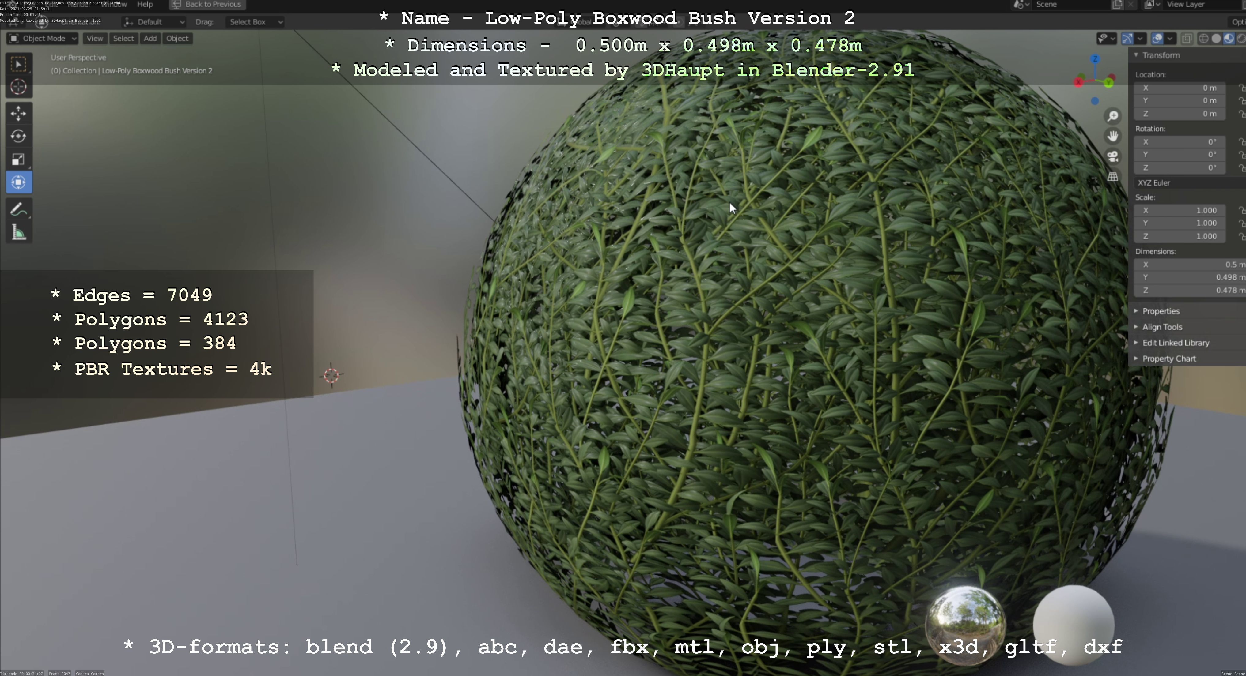 Low-Poly Boxwood Bush Version 2 Low-poly 3D model_108