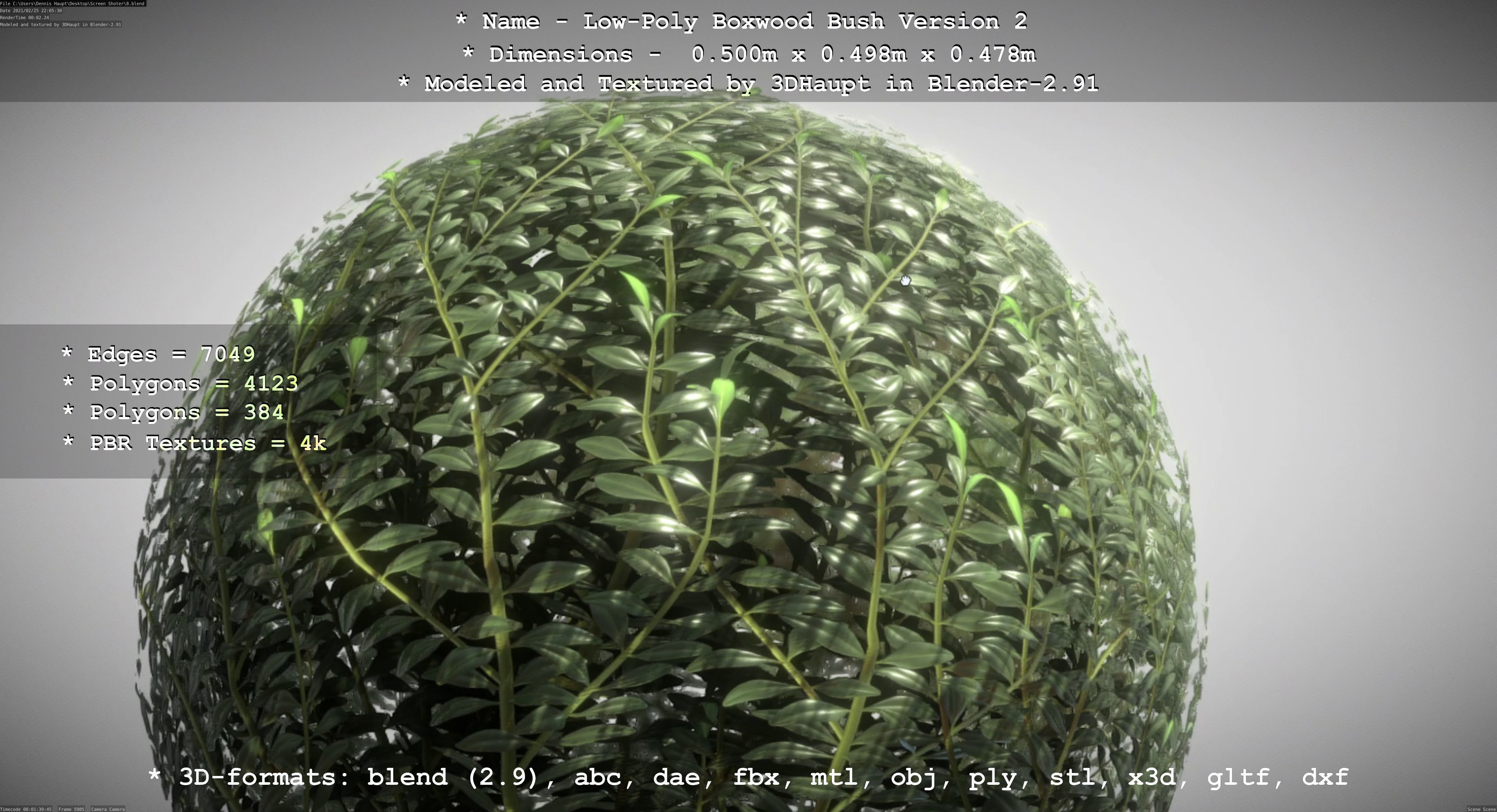 Low-Poly Boxwood Bush Version 2 Low-poly 3D model_50