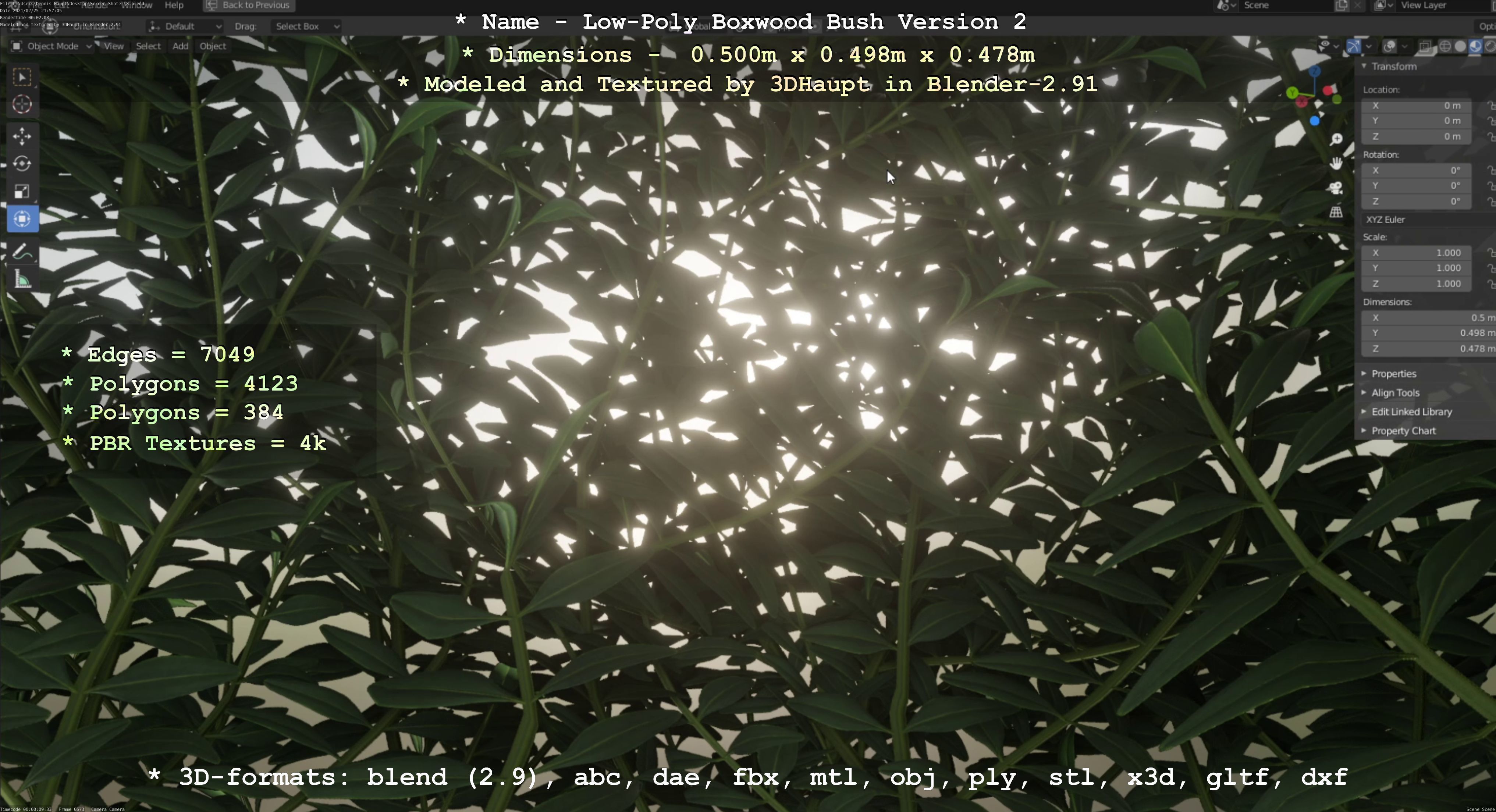 Low-Poly Boxwood Bush Version 2 Low-poly 3D model_71