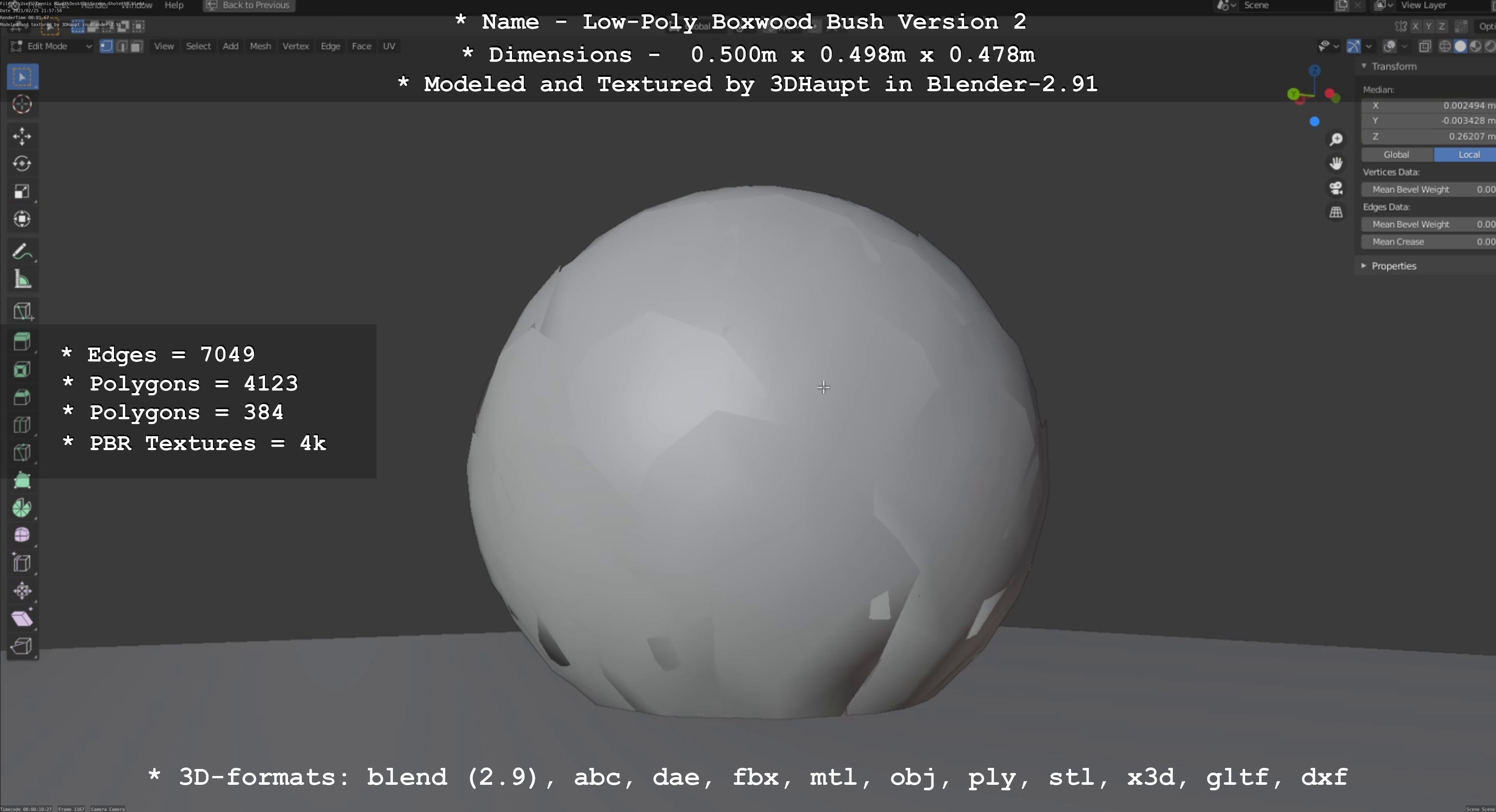 Low-Poly Boxwood Bush Version 2 Low-poly 3D model_86