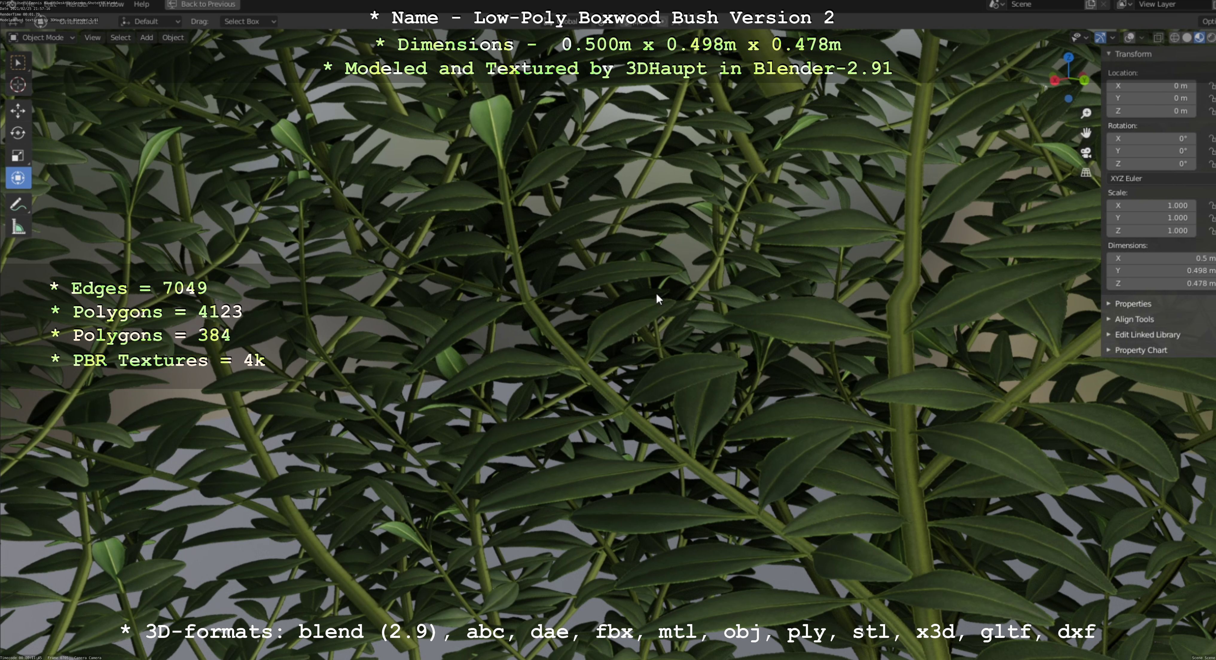 Low-Poly Boxwood Bush Version 2 Low-poly 3D model_75