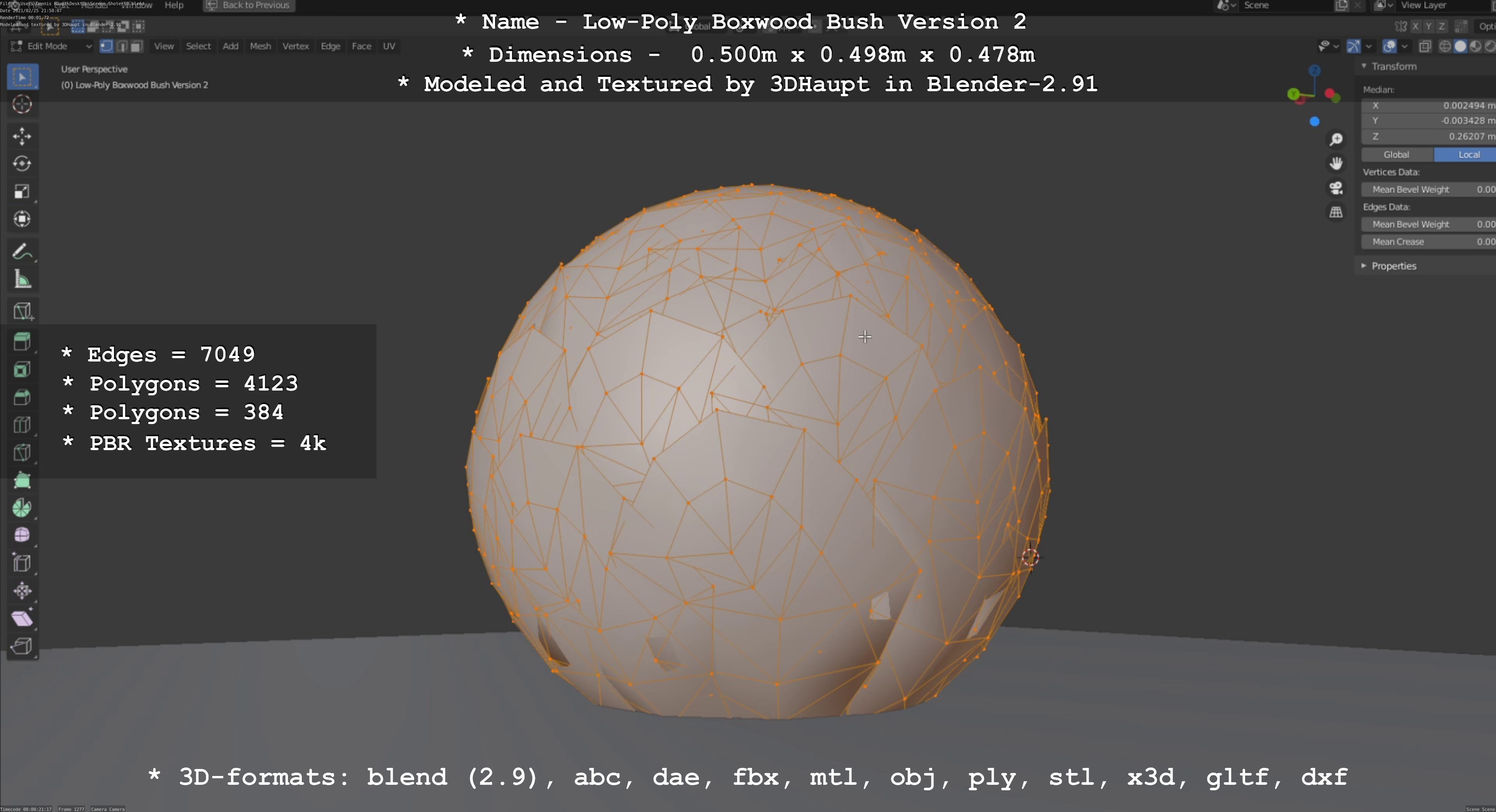 Low-Poly Boxwood Bush Version 2 Low-poly 3D model_90