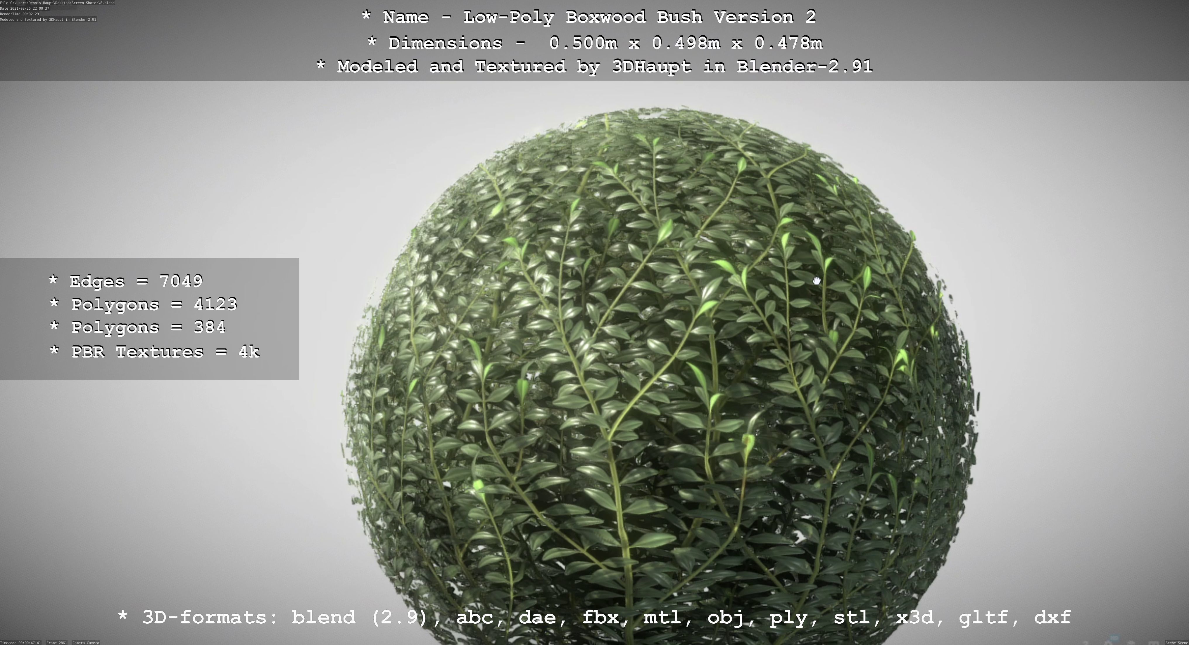 Low-Poly Boxwood Bush Version 2 Low-poly 3D model_13