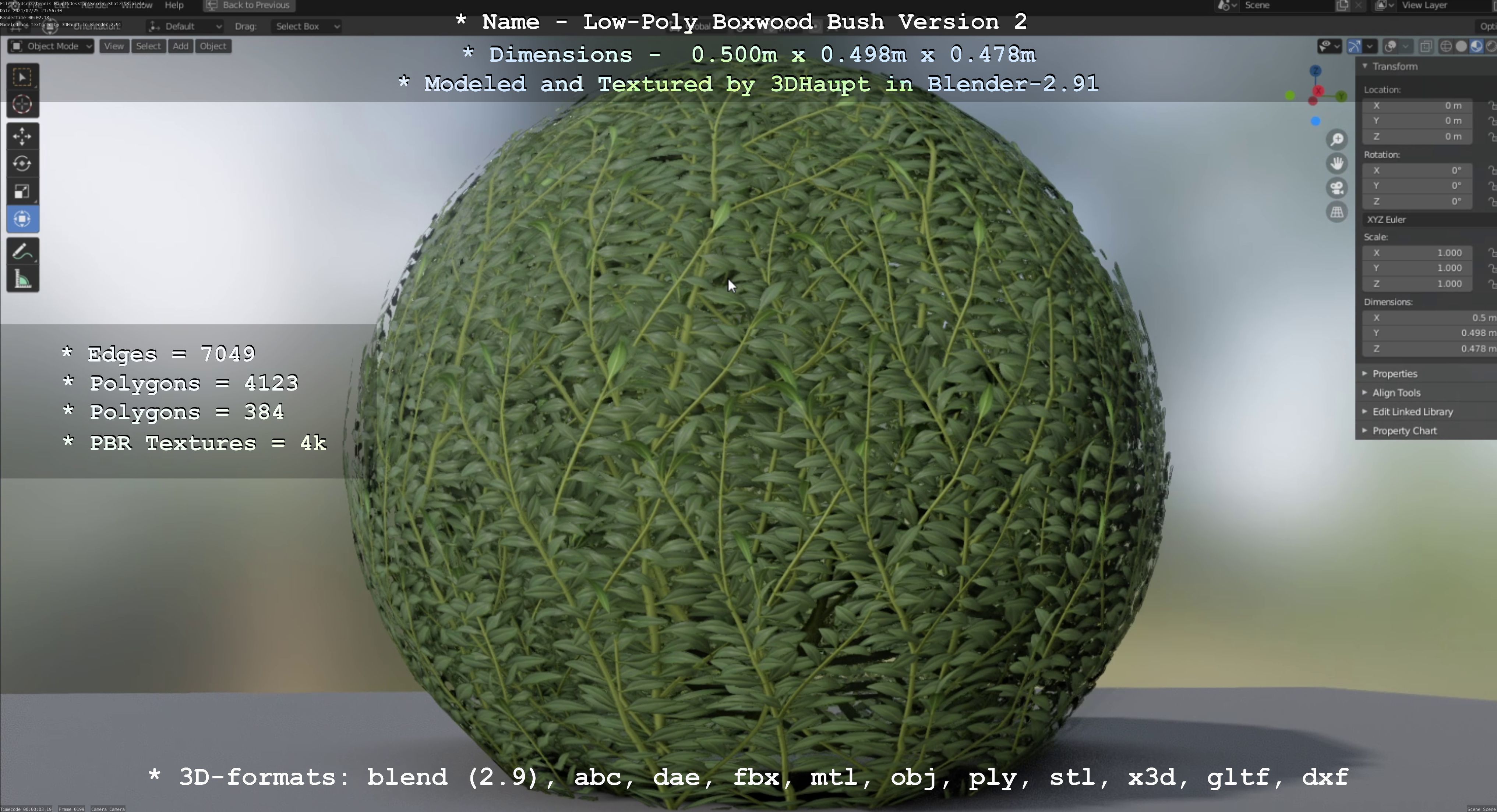 Low-Poly Boxwood Bush Version 2 Low-poly 3D model_22