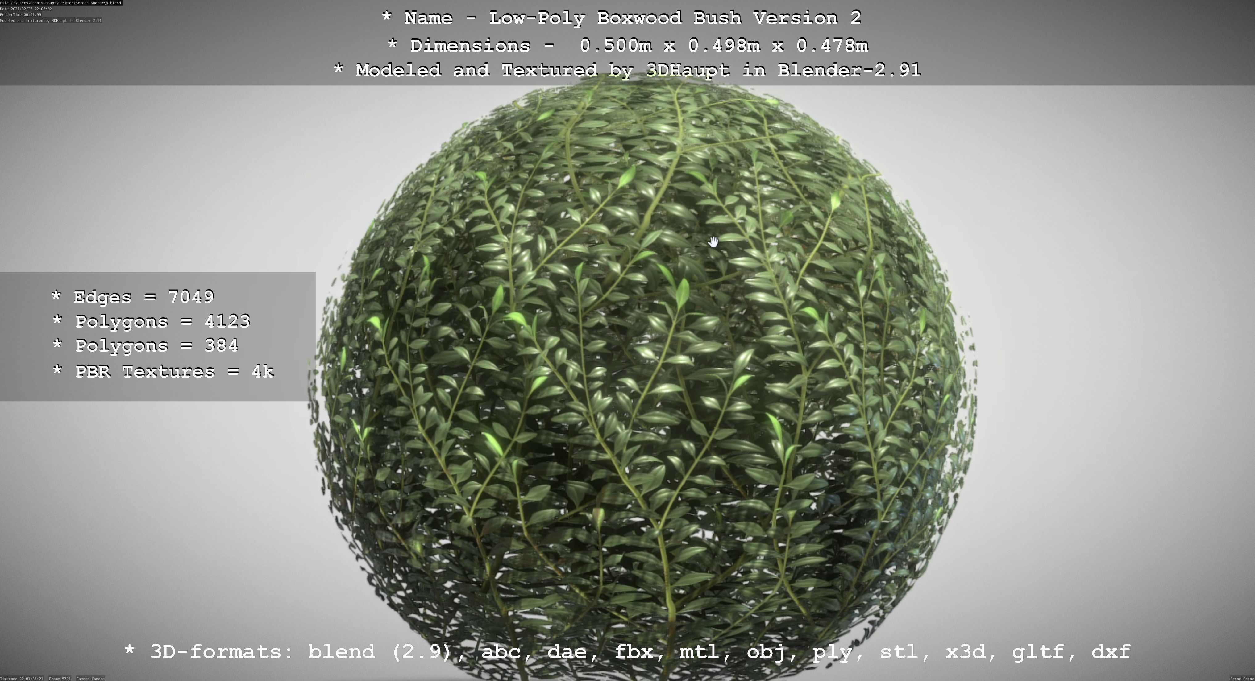 Low-Poly Boxwood Bush Version 2 Low-poly 3D model_42