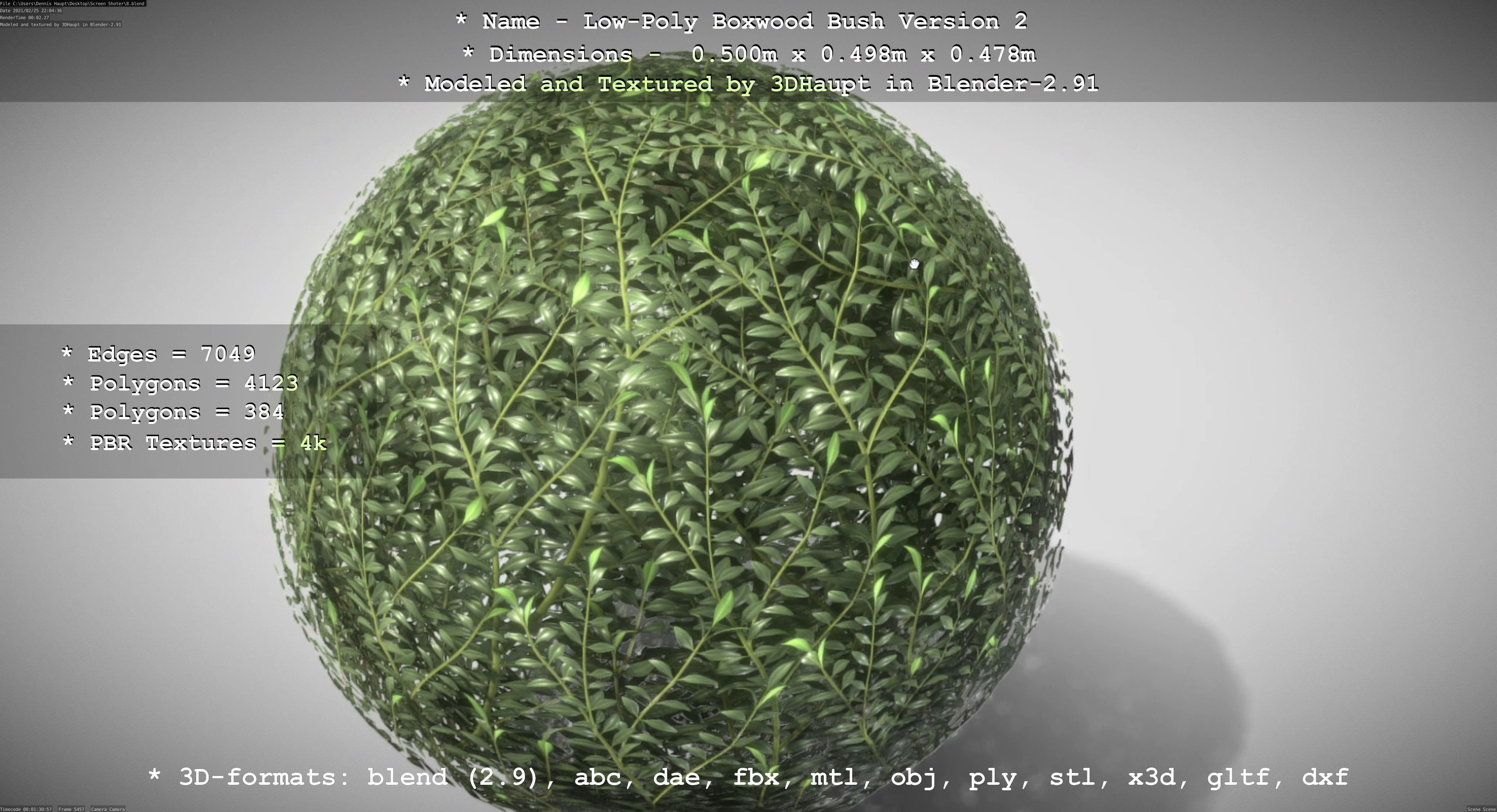 Low-Poly Boxwood Bush Version 2 Low-poly 3D model_36