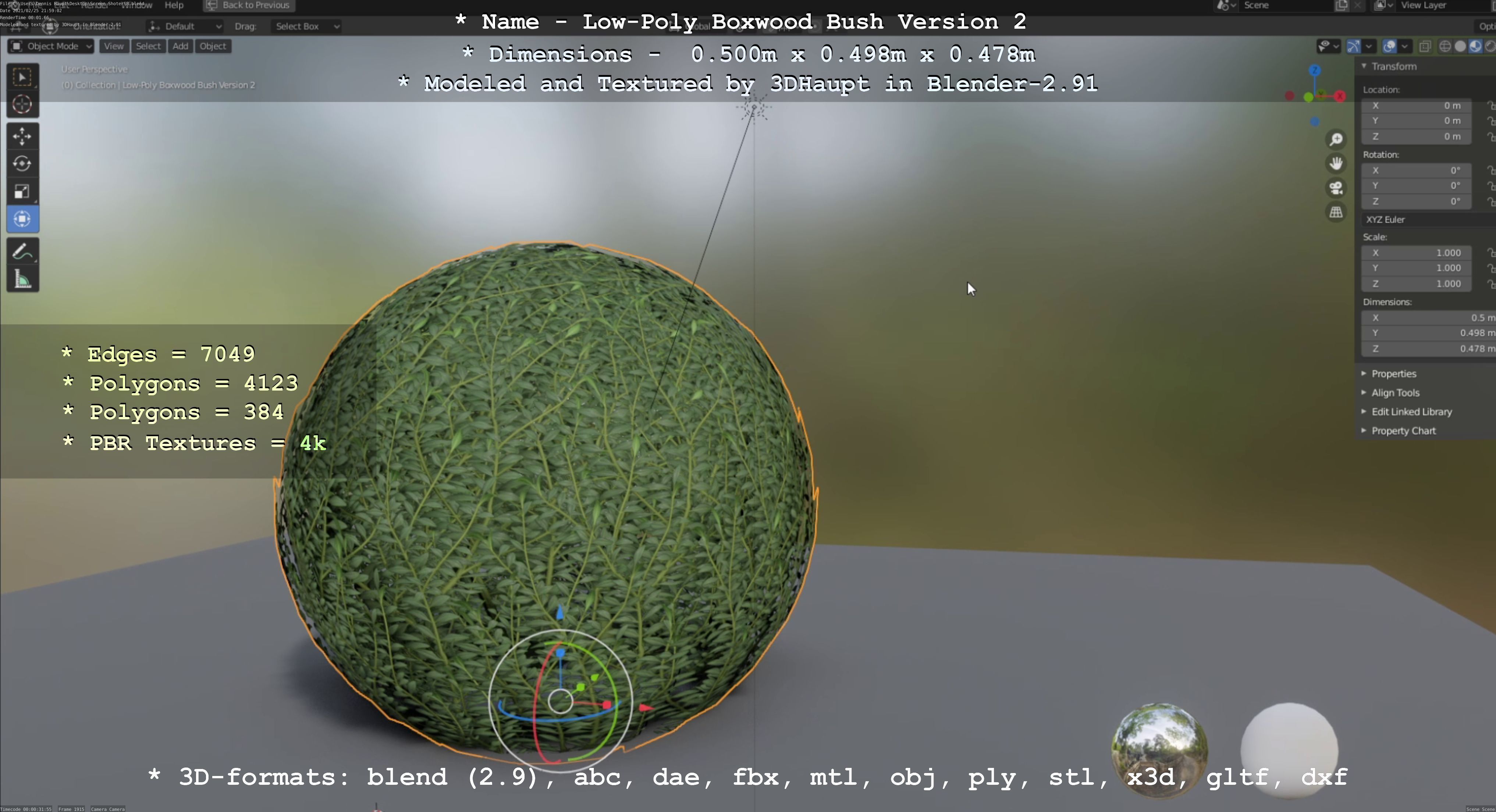 Low-Poly Boxwood Bush Version 2 Low-poly 3D model_8