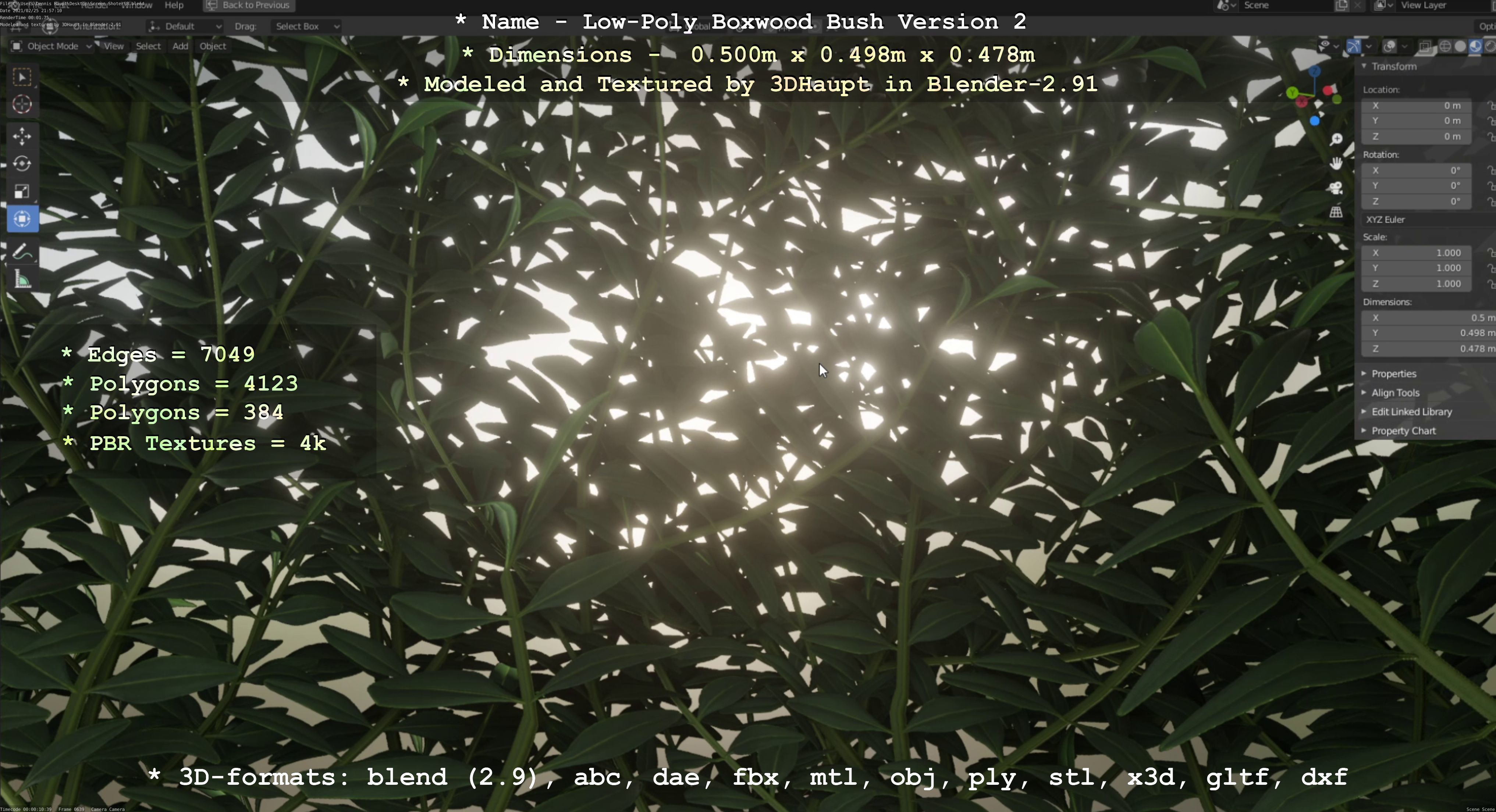 Low-Poly Boxwood Bush Version 2 Low-poly 3D model_73