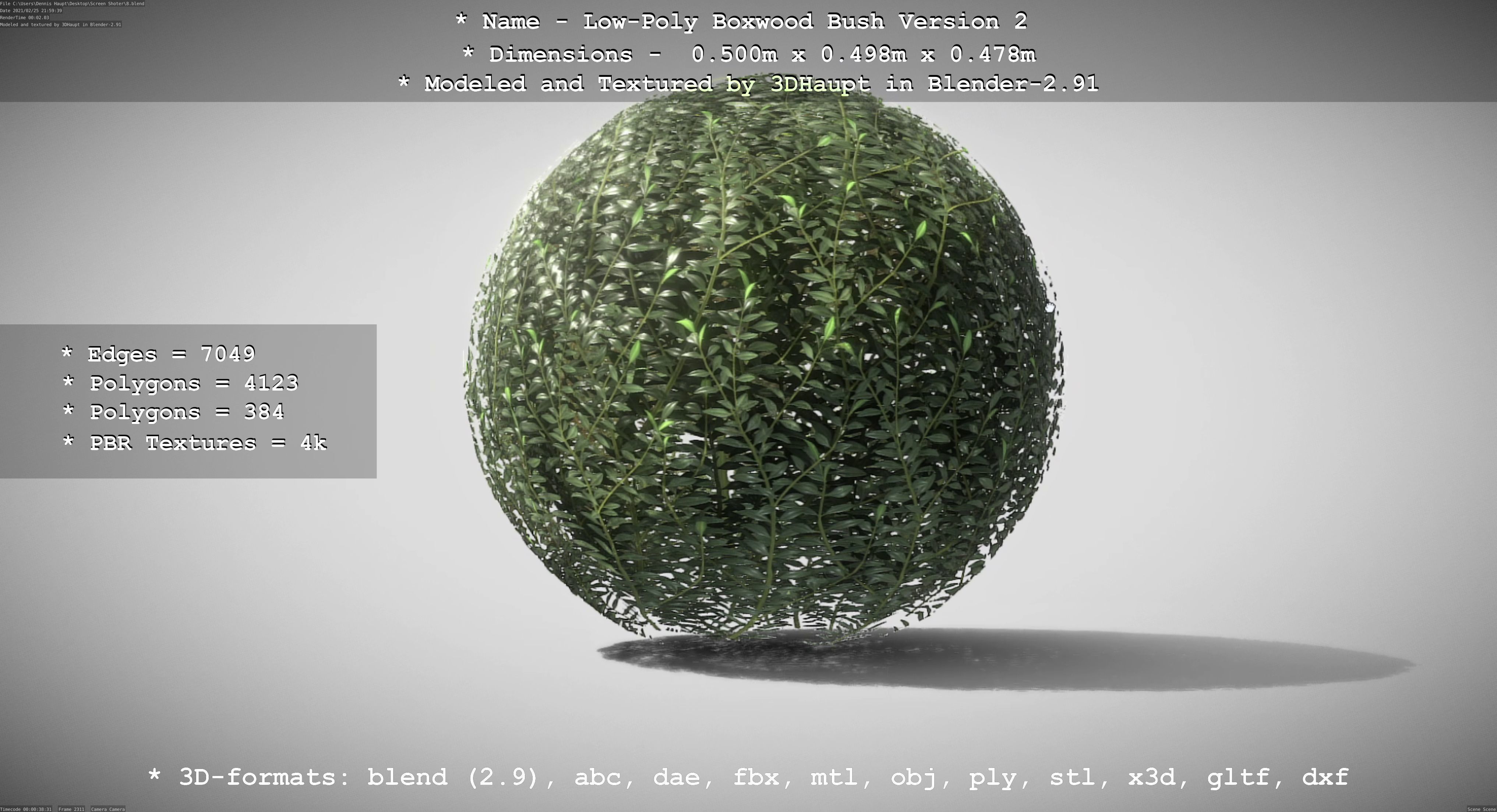 Low-Poly Boxwood Bush Version 2 Low-poly 3D model_10