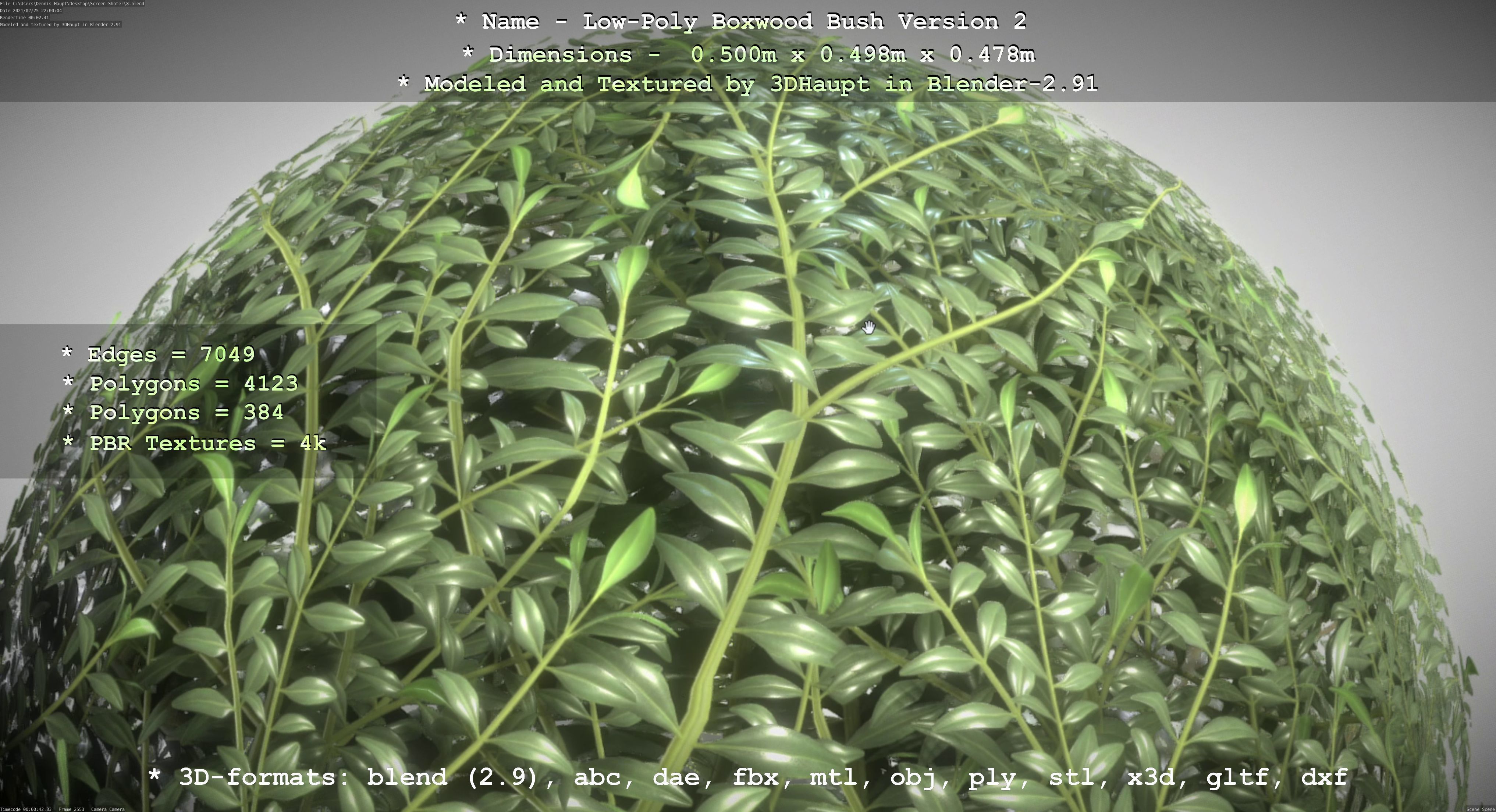 Low-Poly Boxwood Bush Version 2 Low-poly 3D model_6