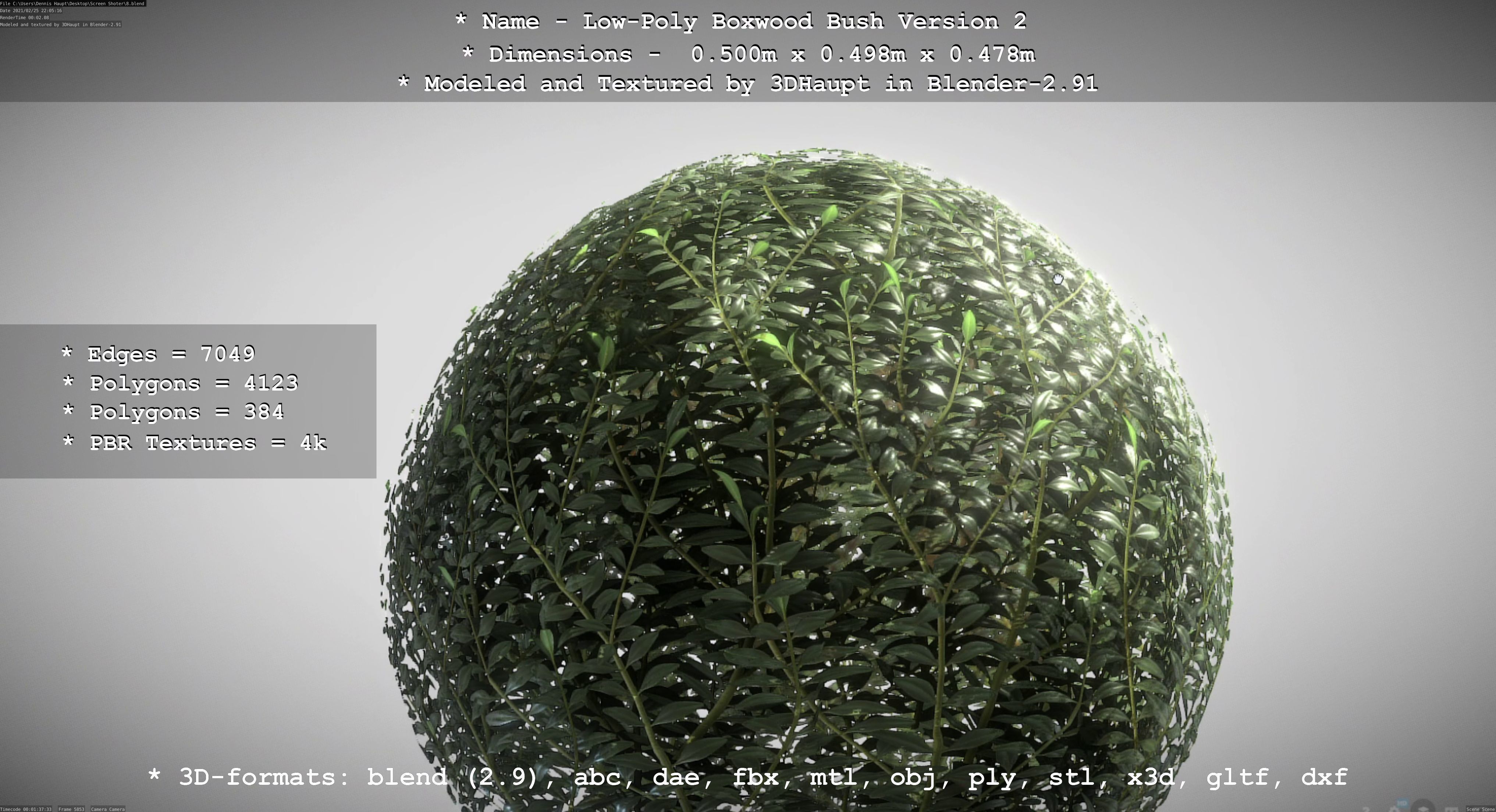 Low-Poly Boxwood Bush Version 2 Low-poly 3D model_47
