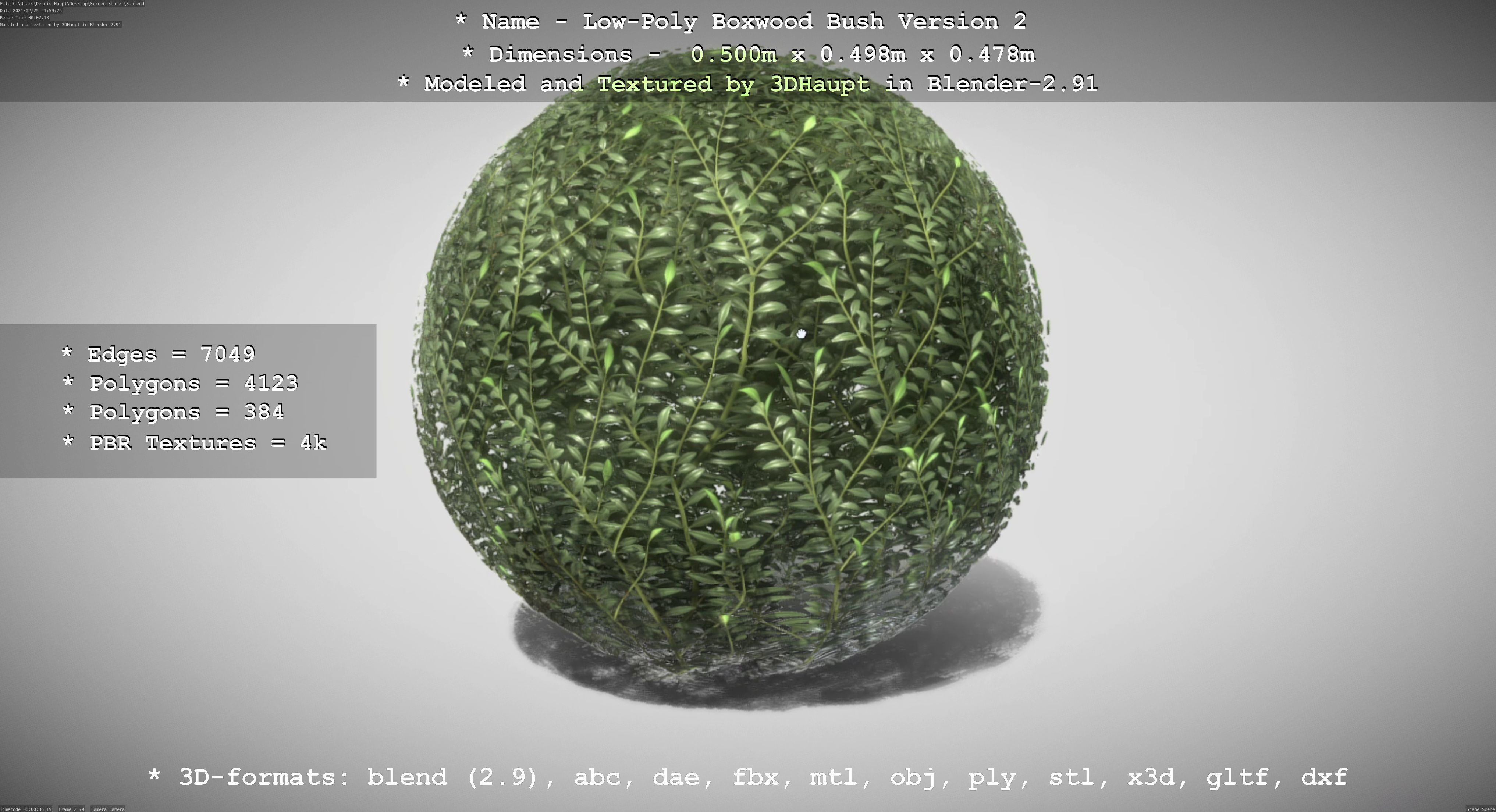 Low-Poly Boxwood Bush Version 2 Low-poly 3D model_112
