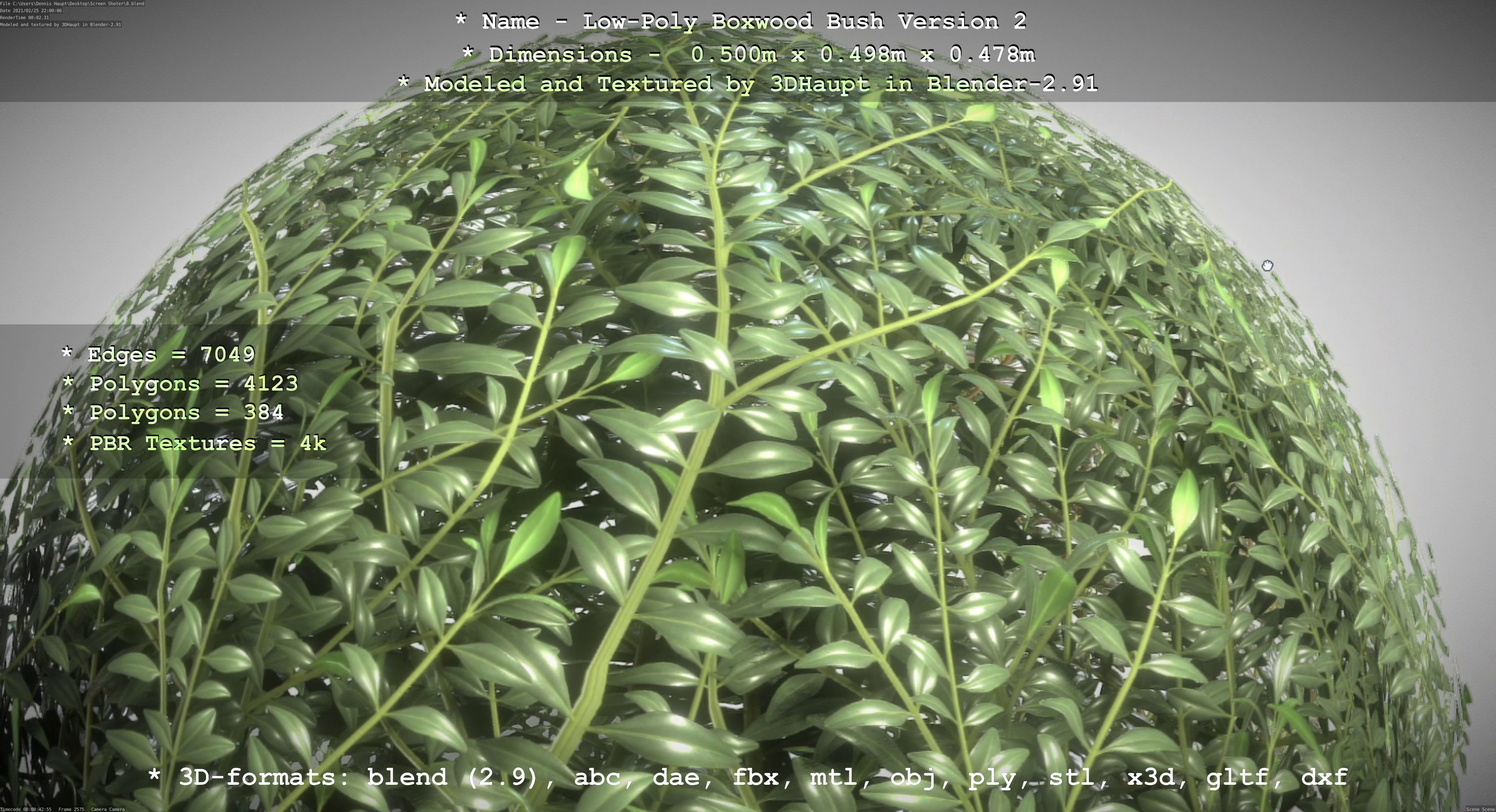 Low-Poly Boxwood Bush Version 2 Low-poly 3D model_121